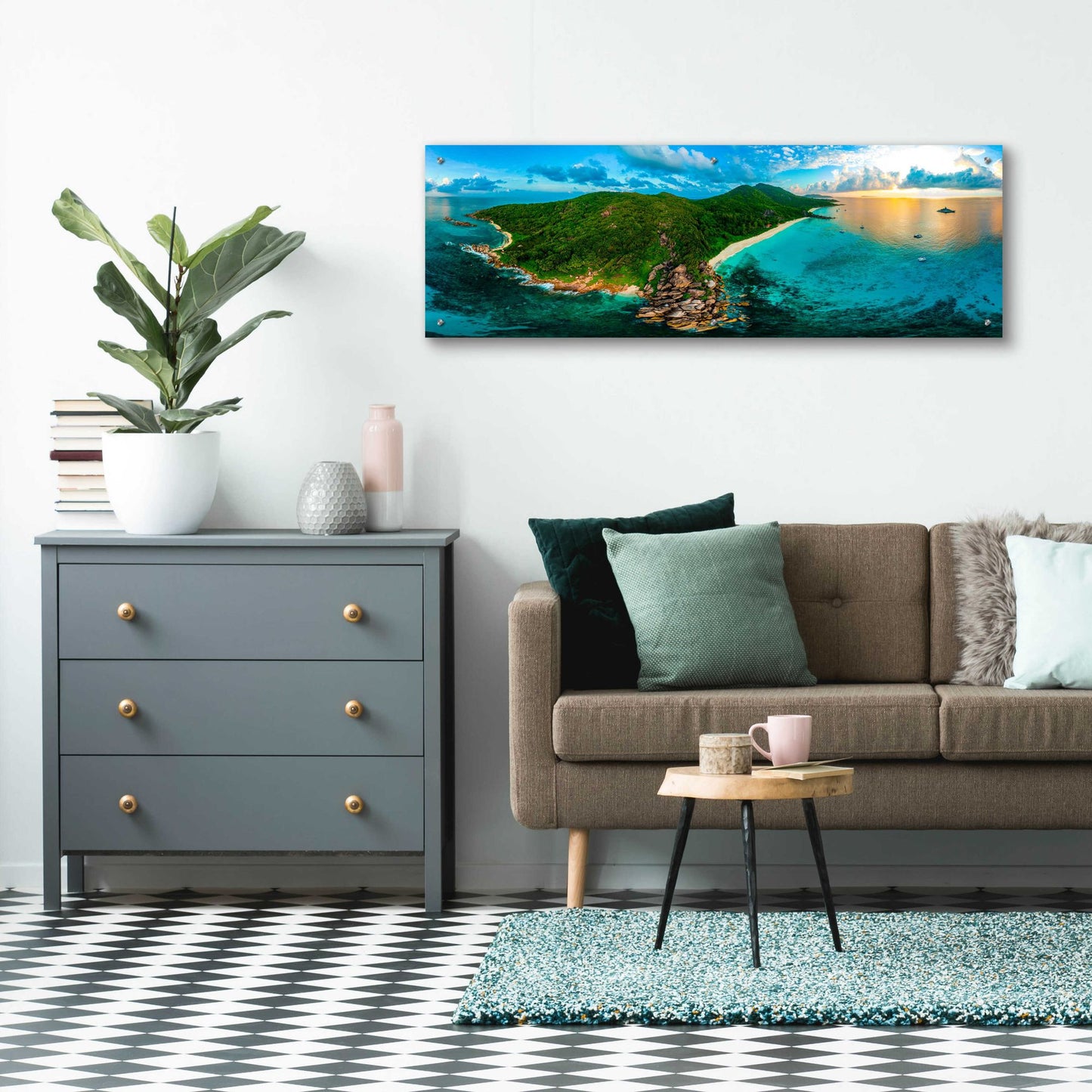 Epic Art 'LaDigue 2' by Epic Portfolio, Acrylic Glass Wall Art,48x16