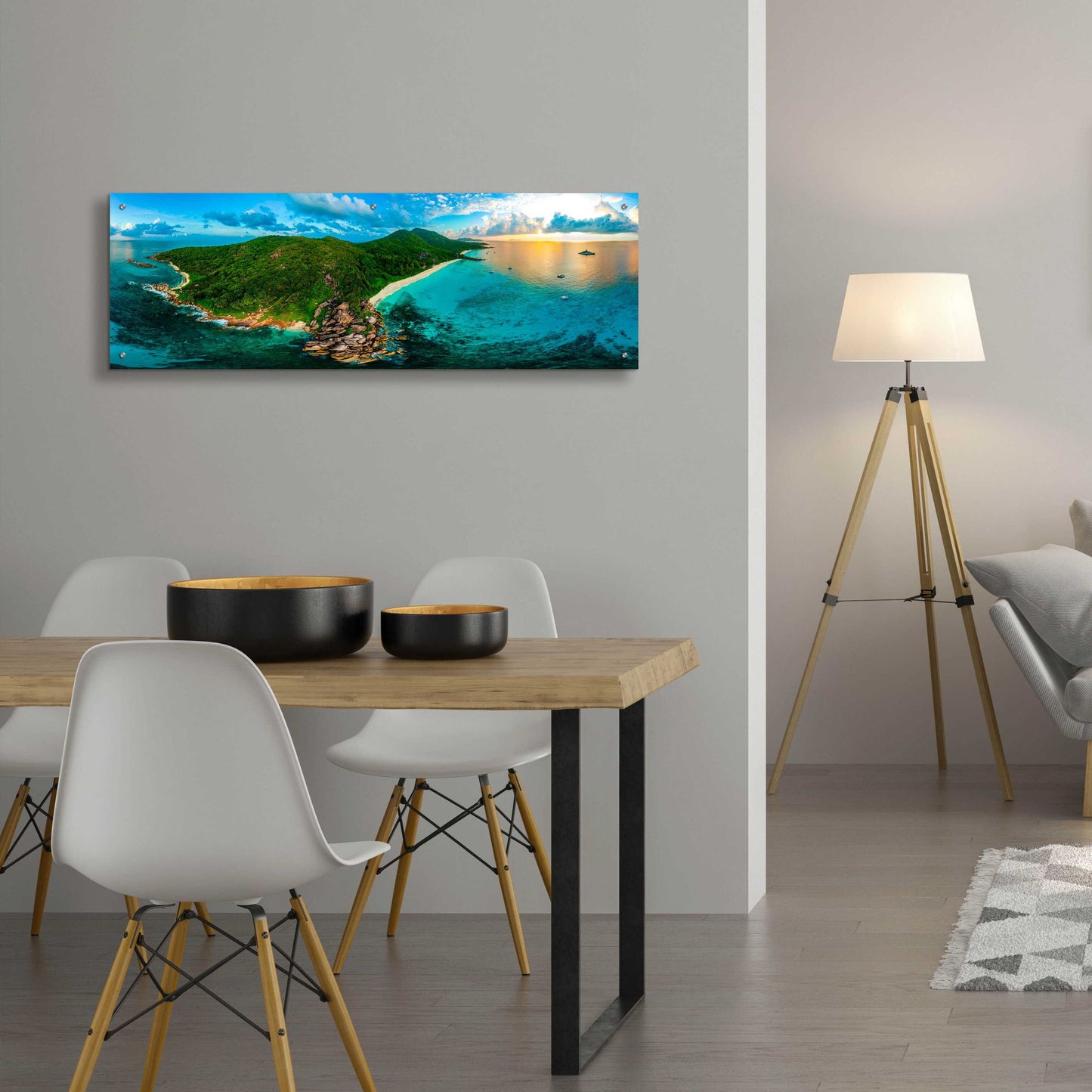 Epic Art 'LaDigue 2' by Epic Portfolio, Acrylic Glass Wall Art,48x16