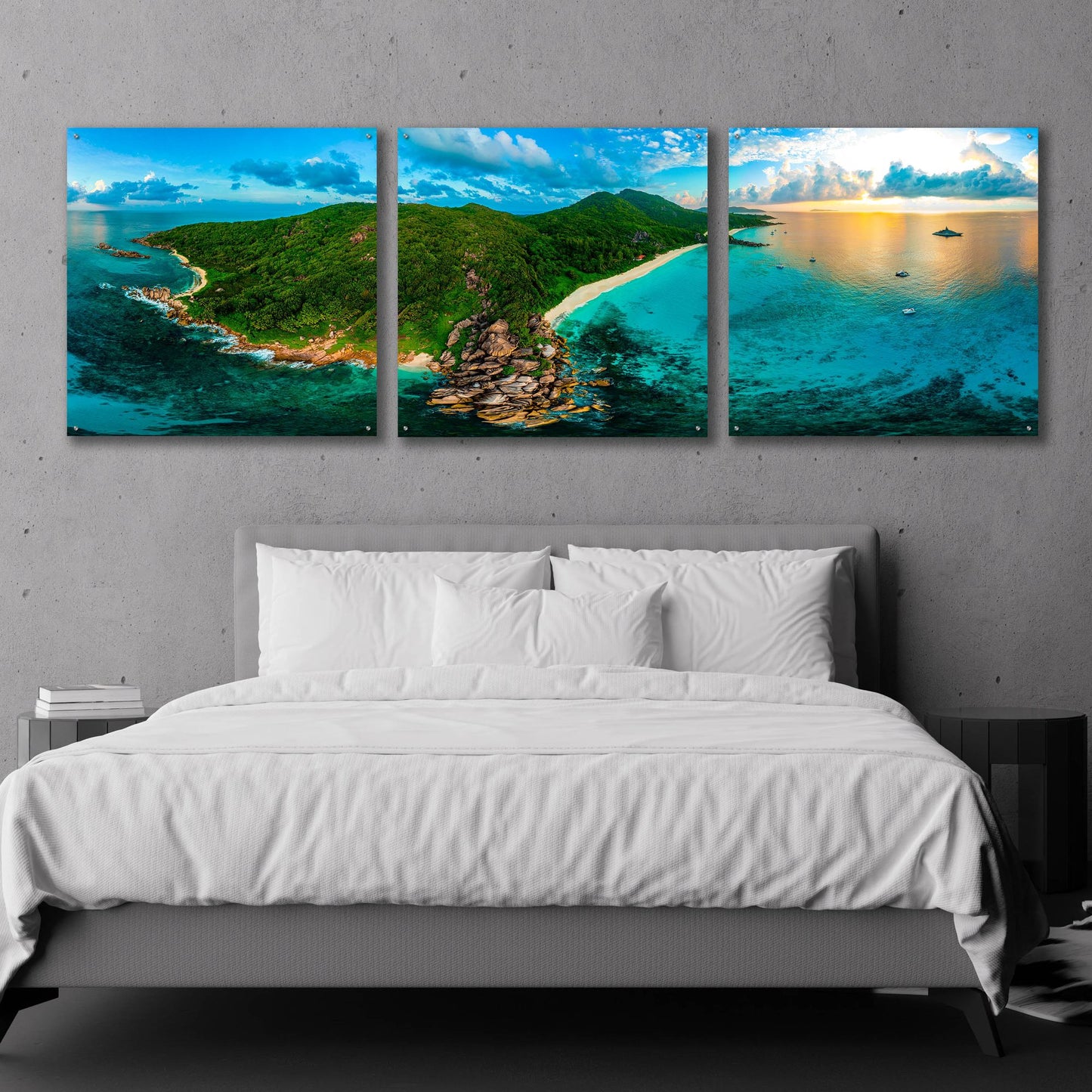 Epic Art 'LaDigue 2' by Epic Portfolio, Acrylic Glass Wall Art, 3 Piece Set,108x36