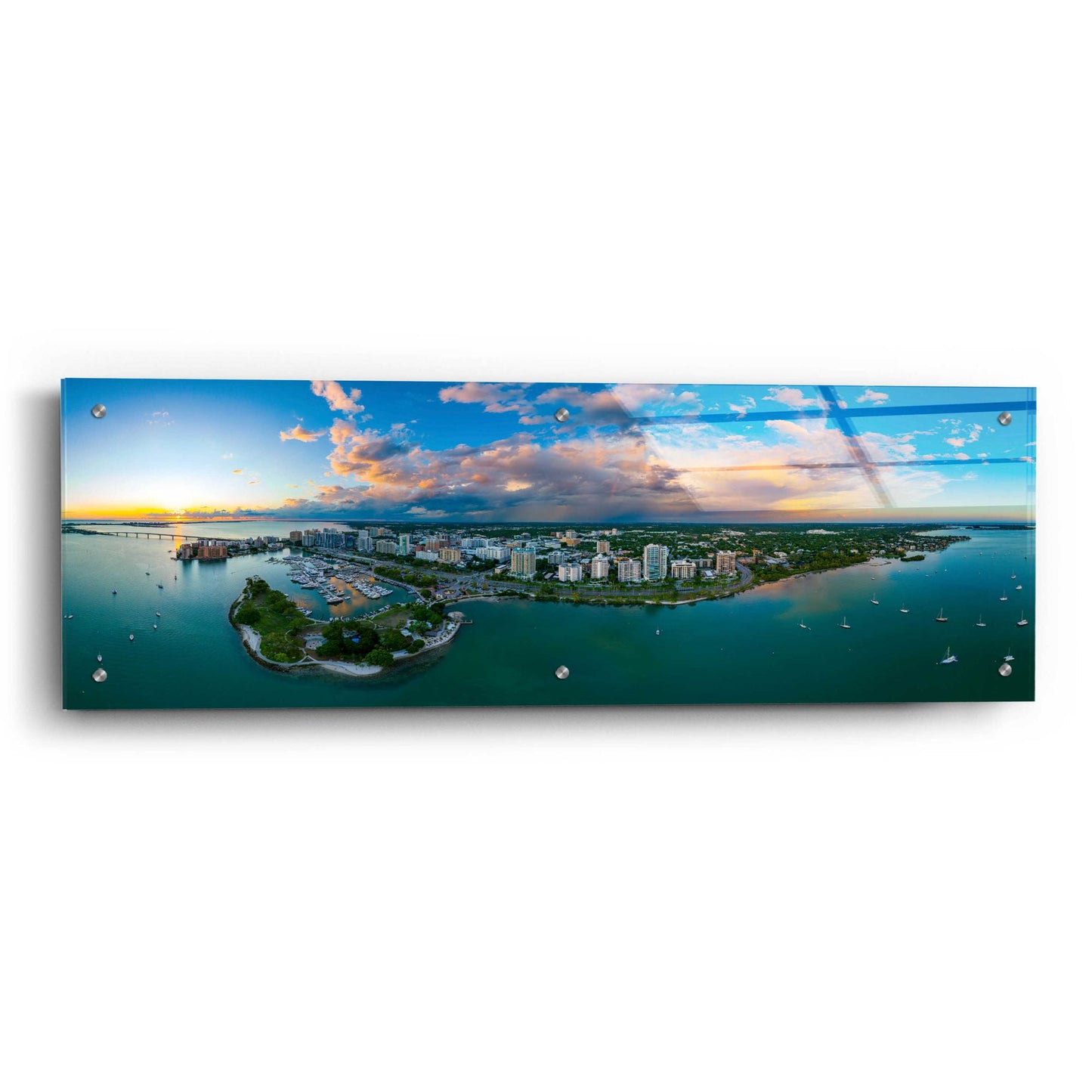 Epic Art 'Sarasota Sunset 2' by Epic Portfolio, Acrylic Glass Wall Art,36x12