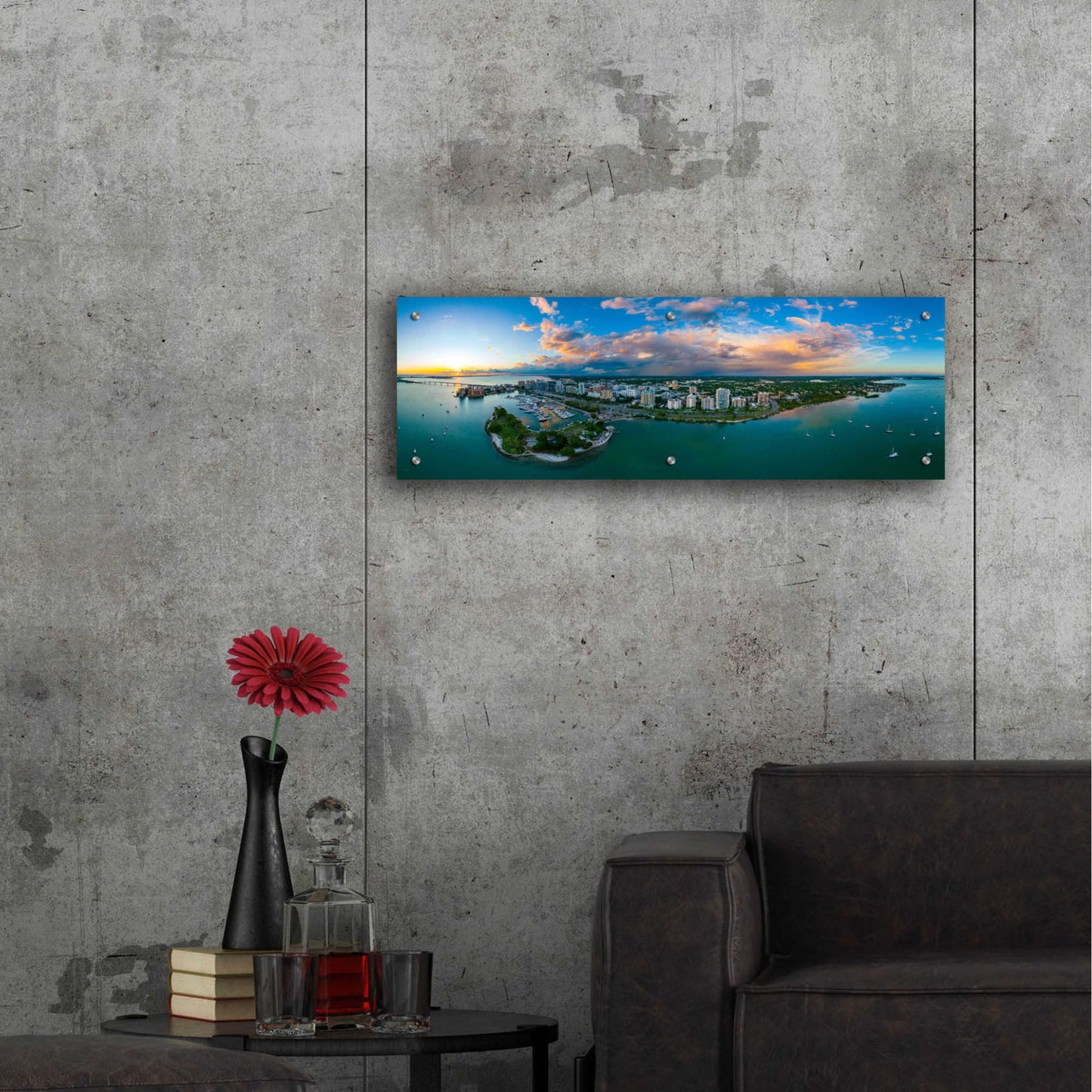 Epic Art 'Sarasota Sunset 2' by Epic Portfolio, Acrylic Glass Wall Art,36x12