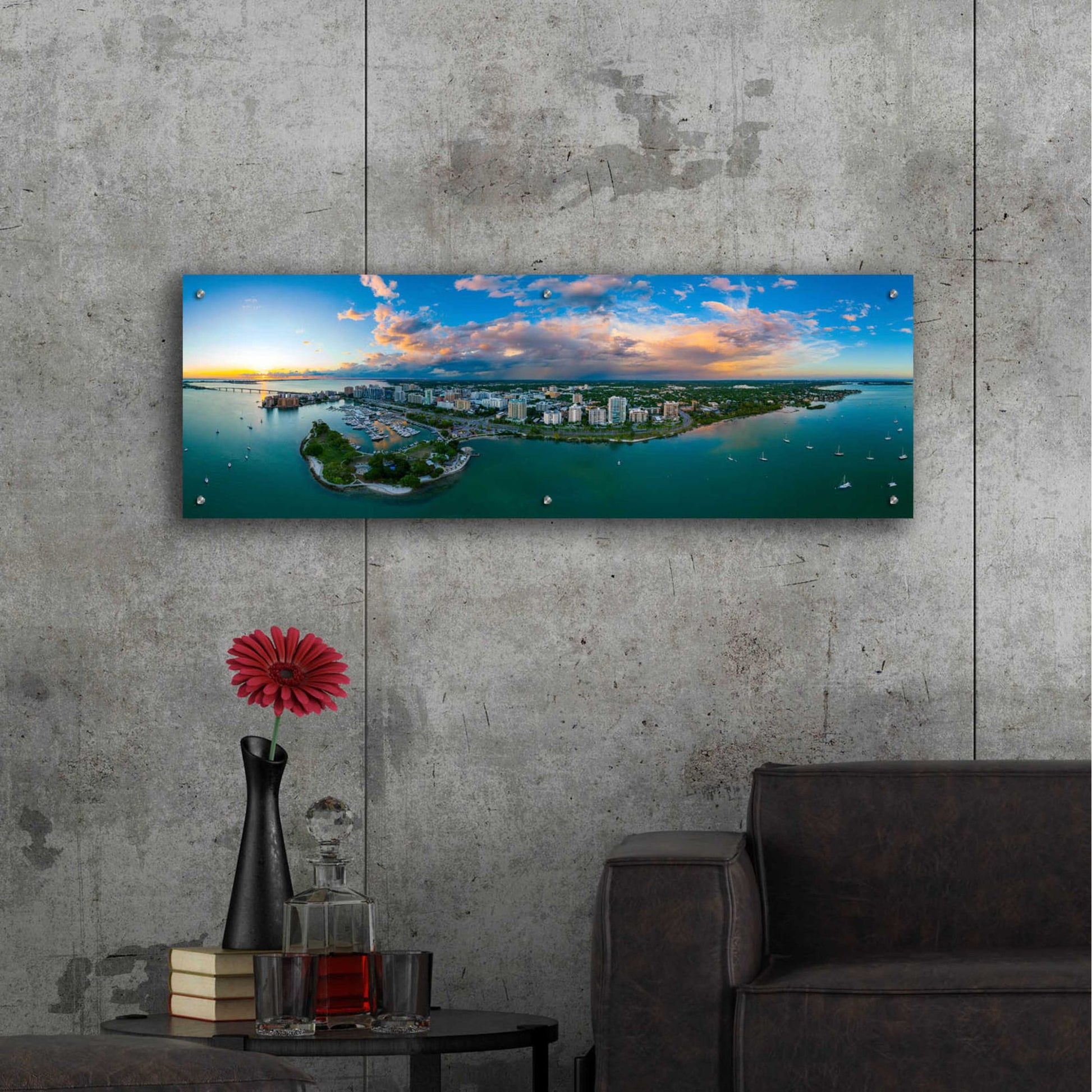 Epic Art 'Sarasota Sunset 2' by Epic Portfolio, Acrylic Glass Wall Art,48x16