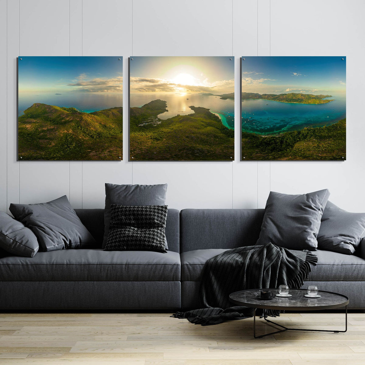 Epic Art 'Seychelles - View from Curiese Island' by Epic Portfolio, Acrylic Glass Wall Art, 3 Piece Set,108x36