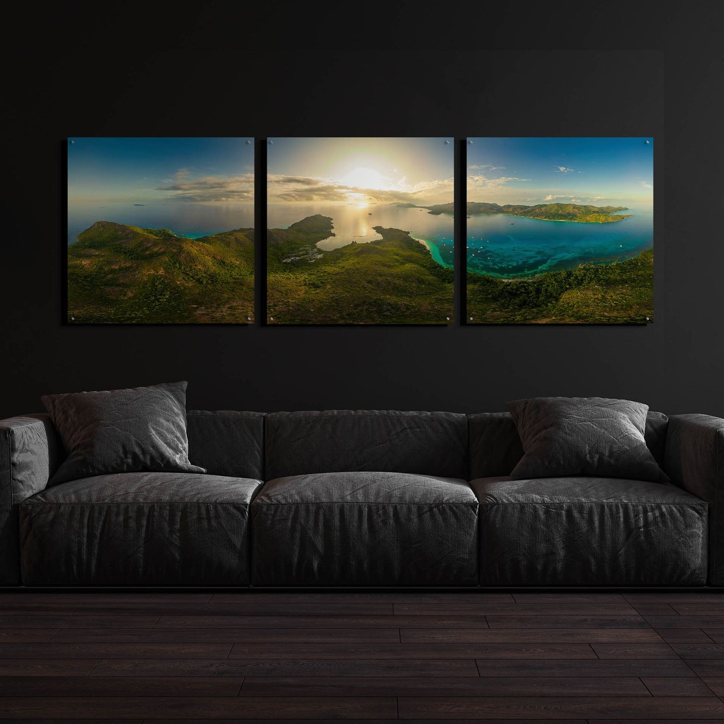 Epic Art 'Seychelles - View from Curiese Island' by Epic Portfolio, Acrylic Glass Wall Art, 3 Piece Set,108x36