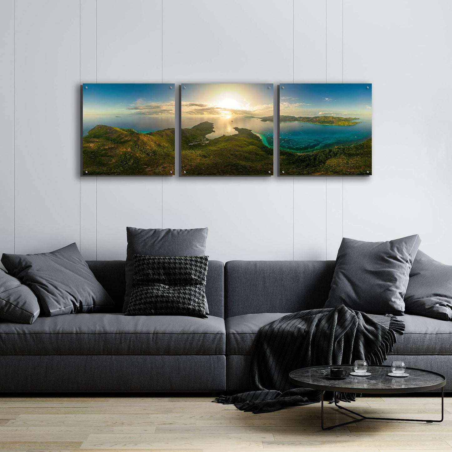 Epic Art 'Seychelles - View from Curiese Island' by Epic Portfolio, Acrylic Glass Wall Art, 3 Piece Set,72x24