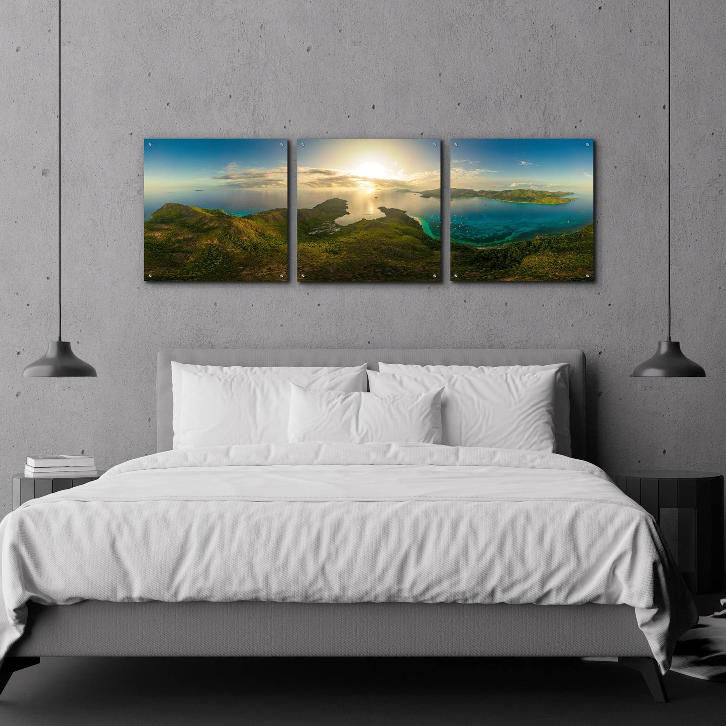 Epic Art 'Seychelles - View from Curiese Island' by Epic Portfolio, Acrylic Glass Wall Art, 3 Piece Set,72x24