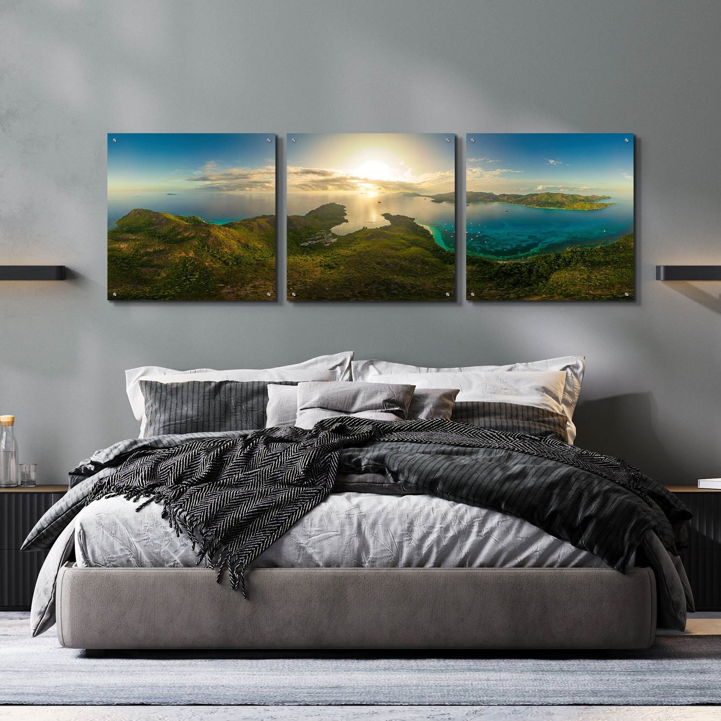 Epic Art 'Seychelles - View from Curiese Island' by Epic Portfolio, Acrylic Glass Wall Art, 3 Piece Set,72x24