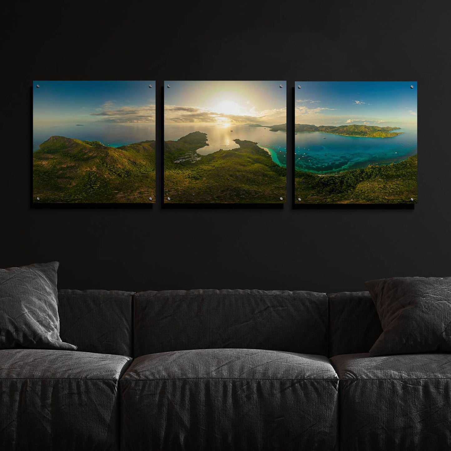 Epic Art 'Seychelles - View from Curiese Island' by Epic Portfolio, Acrylic Glass Wall Art, 3 Piece Set,72x24