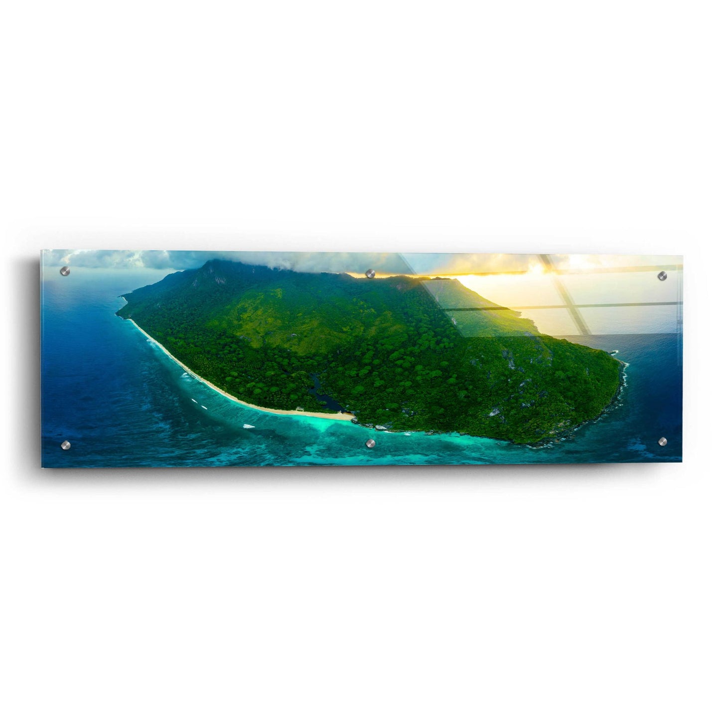 Epic Art 'Green Seychelles' by Epic Portfolio, Acrylic Glass Wall Art,36x12