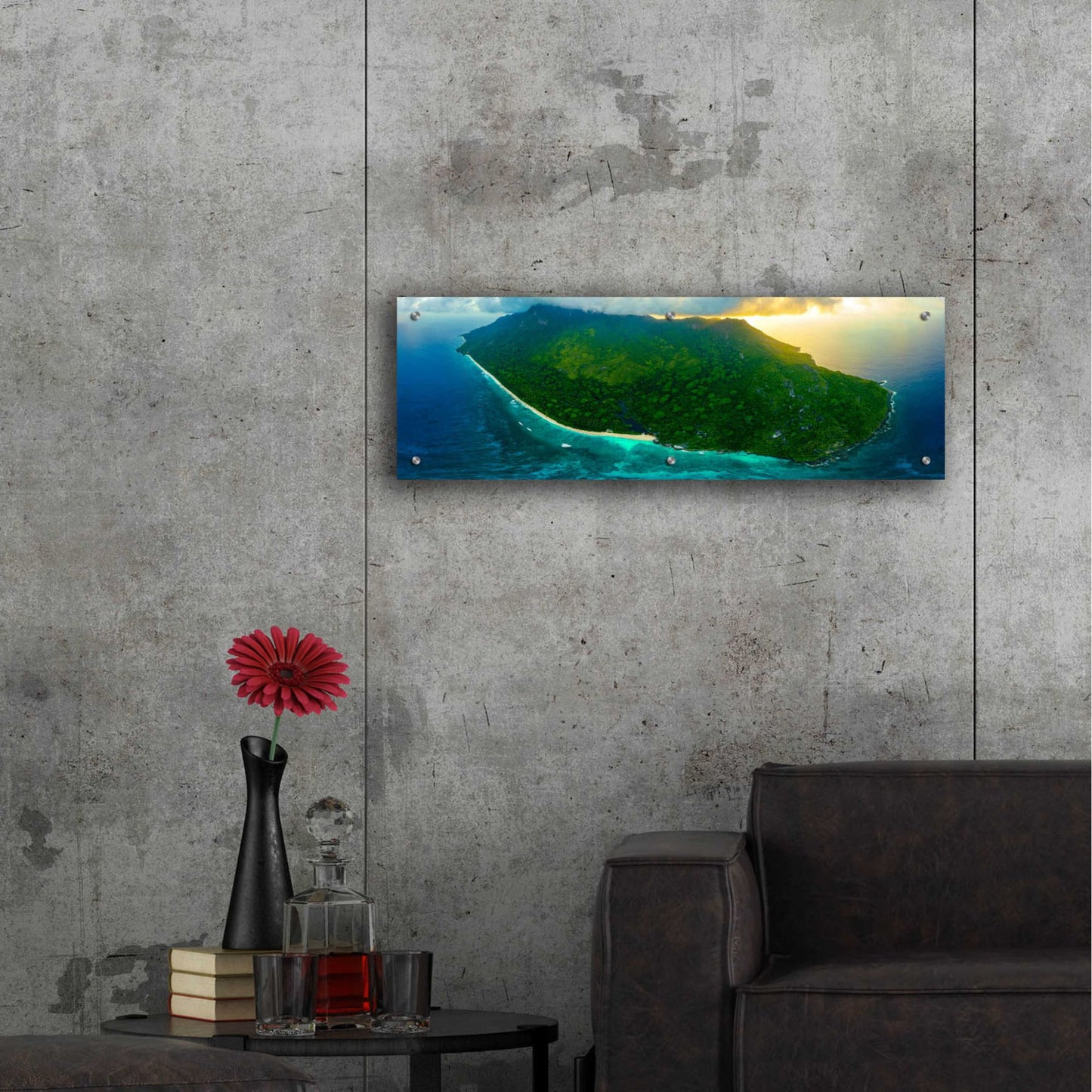 Epic Art 'Green Seychelles' by Epic Portfolio, Acrylic Glass Wall Art,36x12