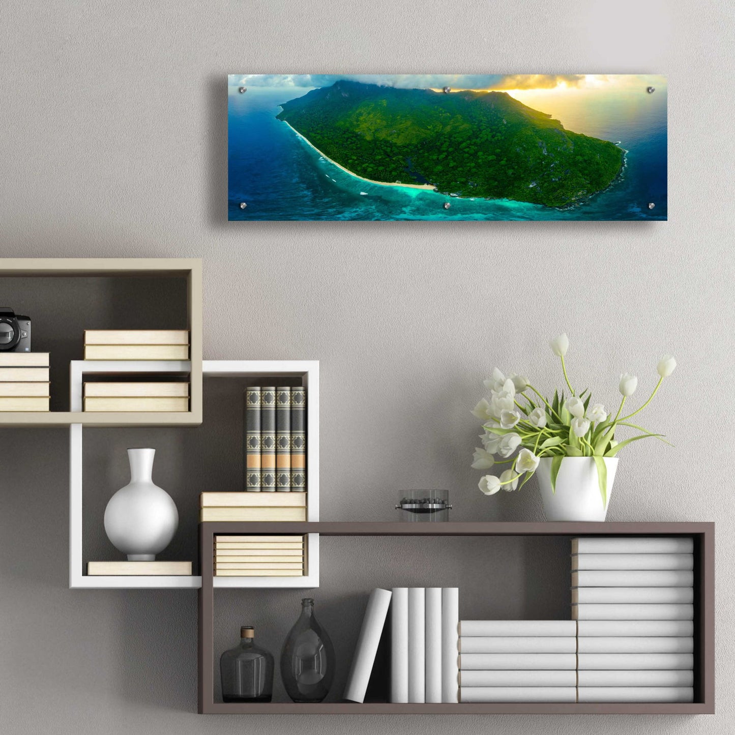 Epic Art 'Green Seychelles' by Epic Portfolio, Acrylic Glass Wall Art,36x12