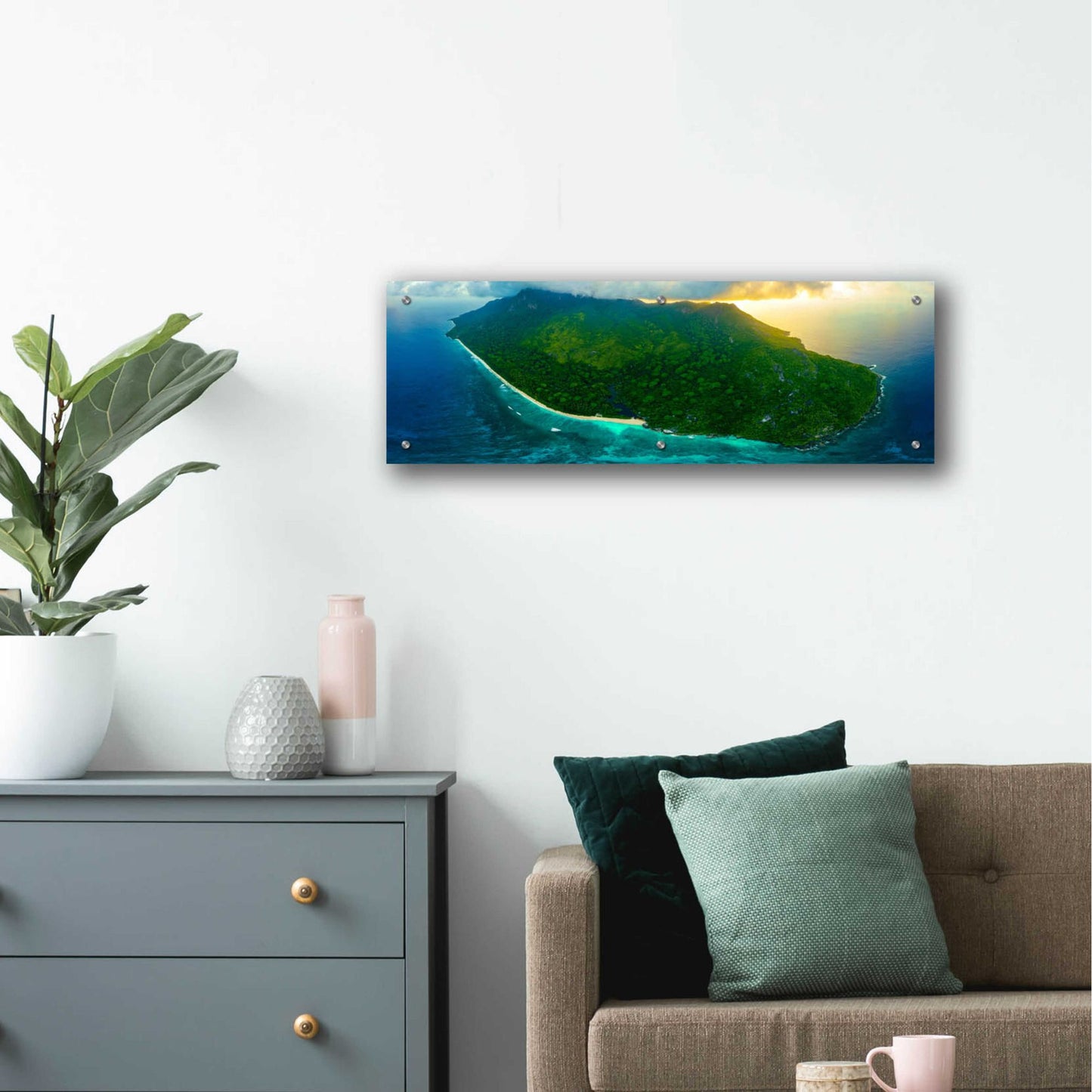 Epic Art 'Green Seychelles' by Epic Portfolio, Acrylic Glass Wall Art,36x12