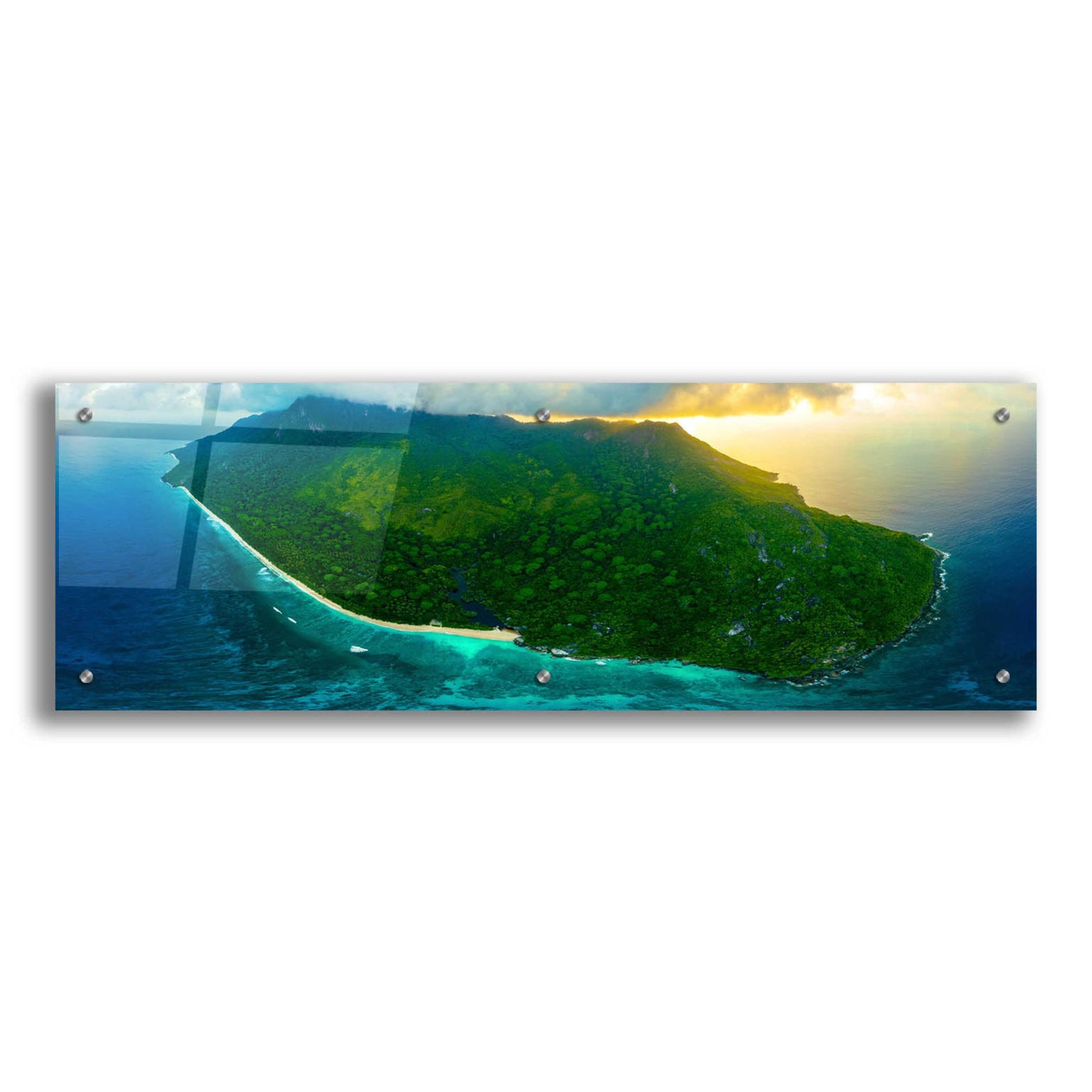 Epic Art 'Green Seychelles' by Epic Portfolio, Acrylic Glass Wall Art,36x12