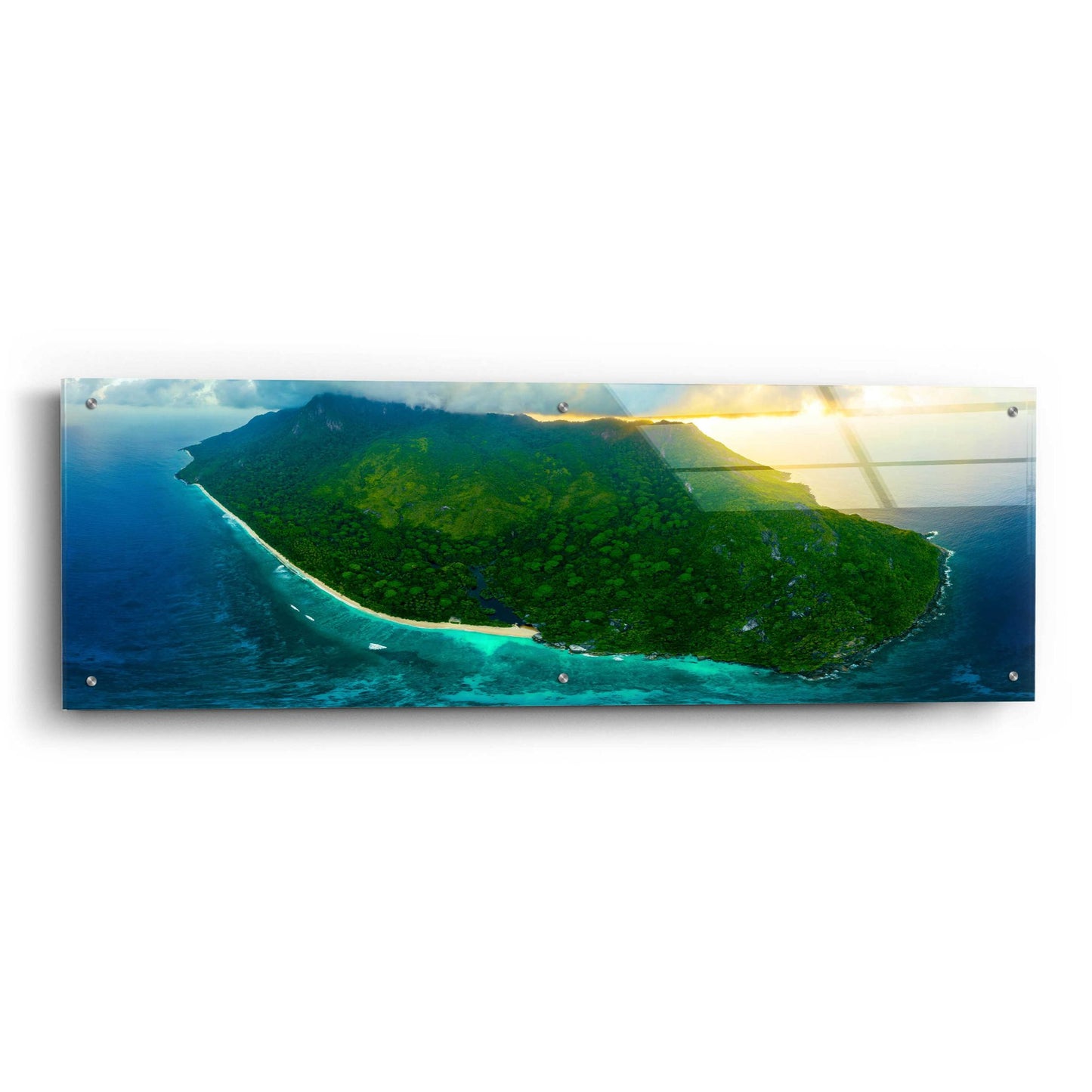 Epic Art 'Green Seychelles' by Epic Portfolio, Acrylic Glass Wall Art,48x16