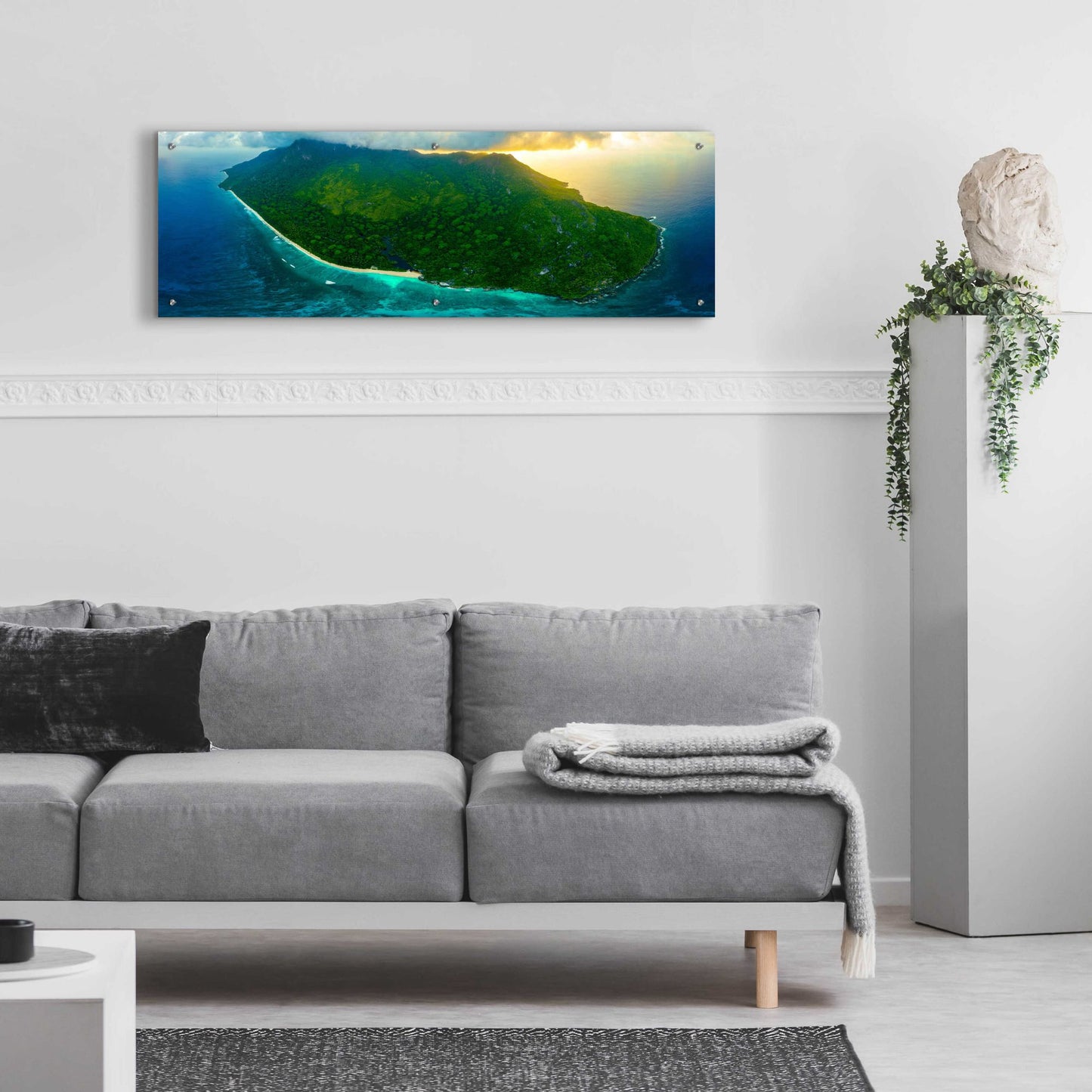 Epic Art 'Green Seychelles' by Epic Portfolio, Acrylic Glass Wall Art,48x16