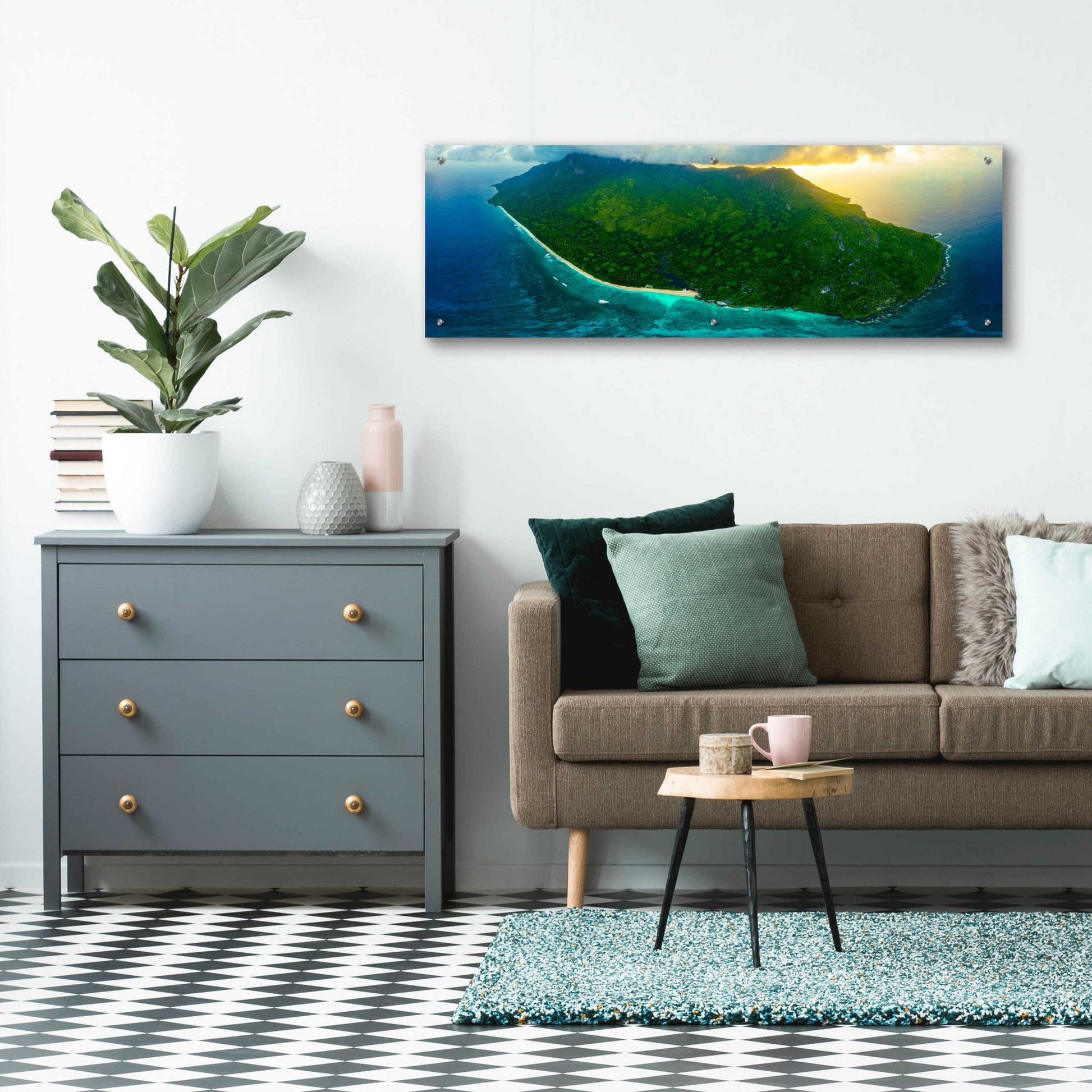 Epic Art 'Green Seychelles' by Epic Portfolio, Acrylic Glass Wall Art,48x16