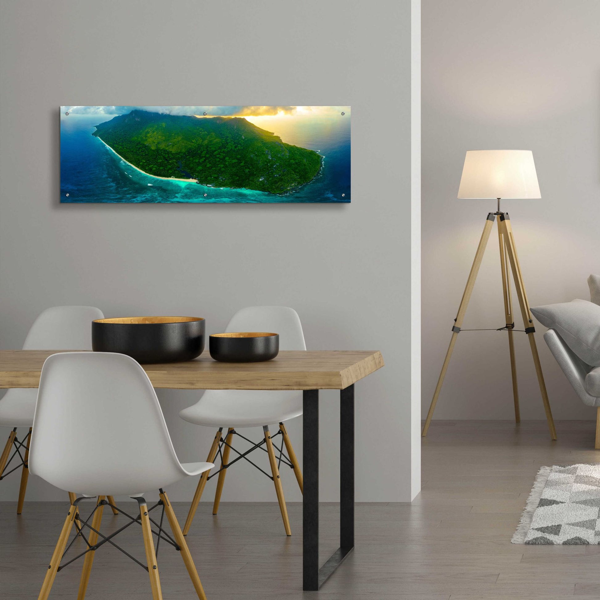 Epic Art 'Green Seychelles' by Epic Portfolio, Acrylic Glass Wall Art,48x16