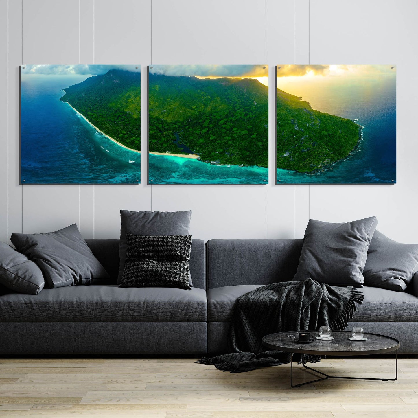 Epic Art 'Green Seychelles' by Epic Portfolio, Acrylic Glass Wall Art, 3 Piece Set,108x36