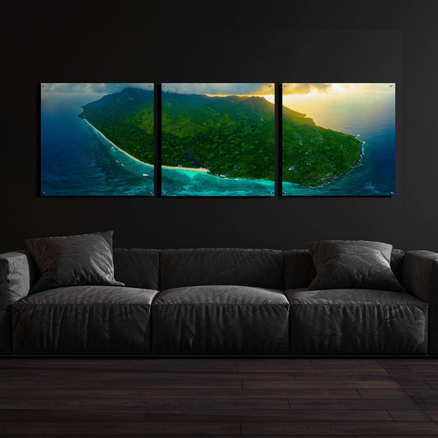 Epic Art 'Green Seychelles' by Epic Portfolio, Acrylic Glass Wall Art, 3 Piece Set,108x36