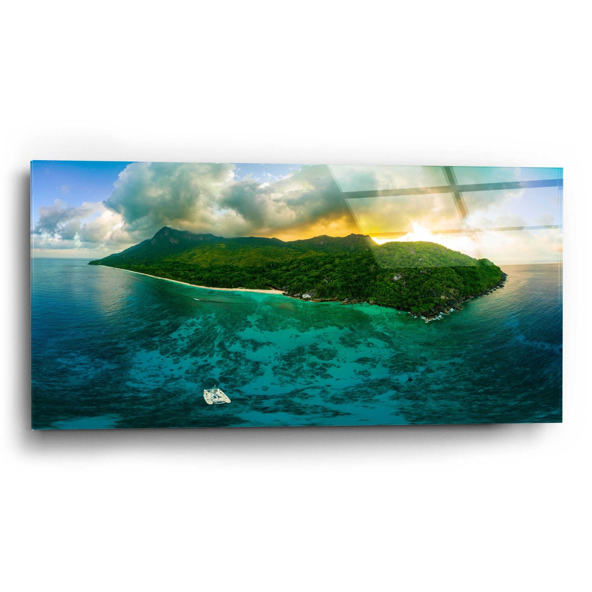 Epic Art 'Seychelles - Siloutte Island' by Epic Portfolio, Acrylic Glass Wall Art,24x12