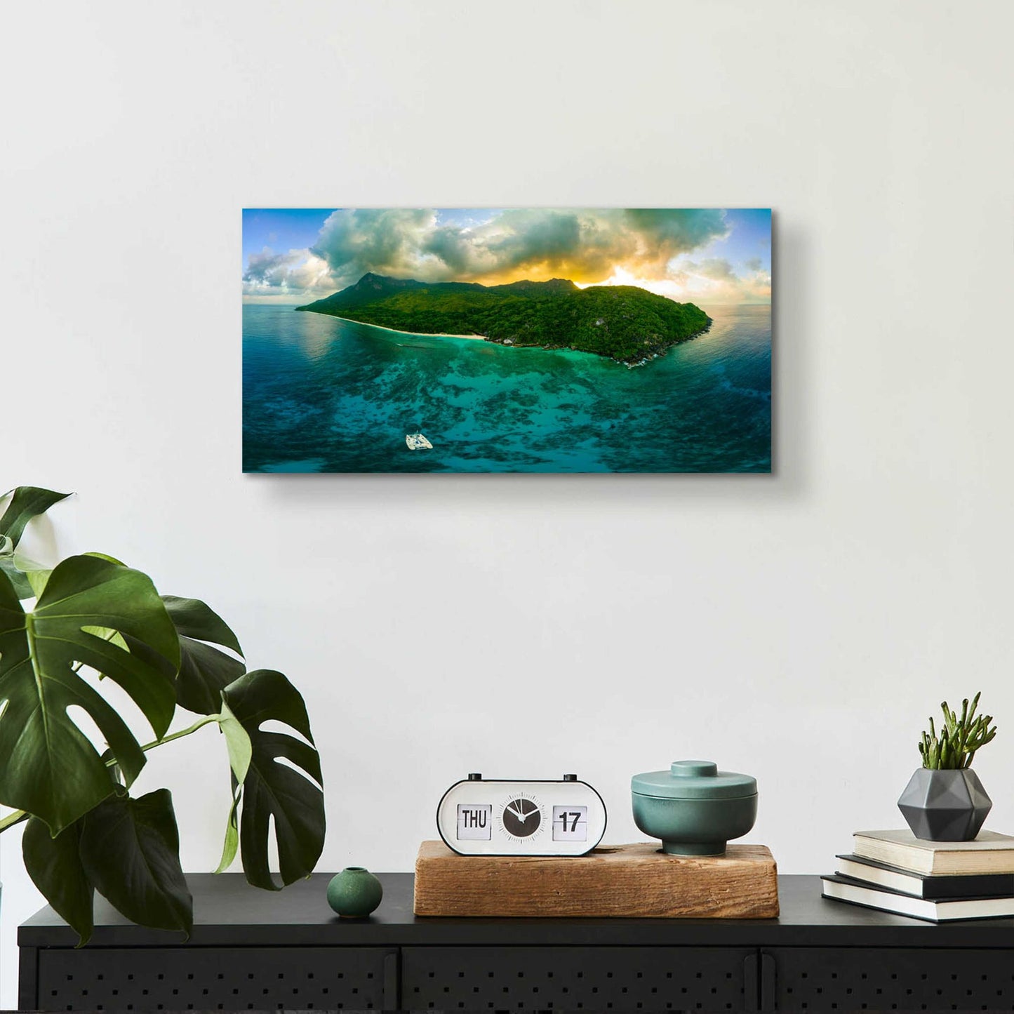 Epic Art 'Seychelles - Siloutte Island' by Epic Portfolio, Acrylic Glass Wall Art,24x12