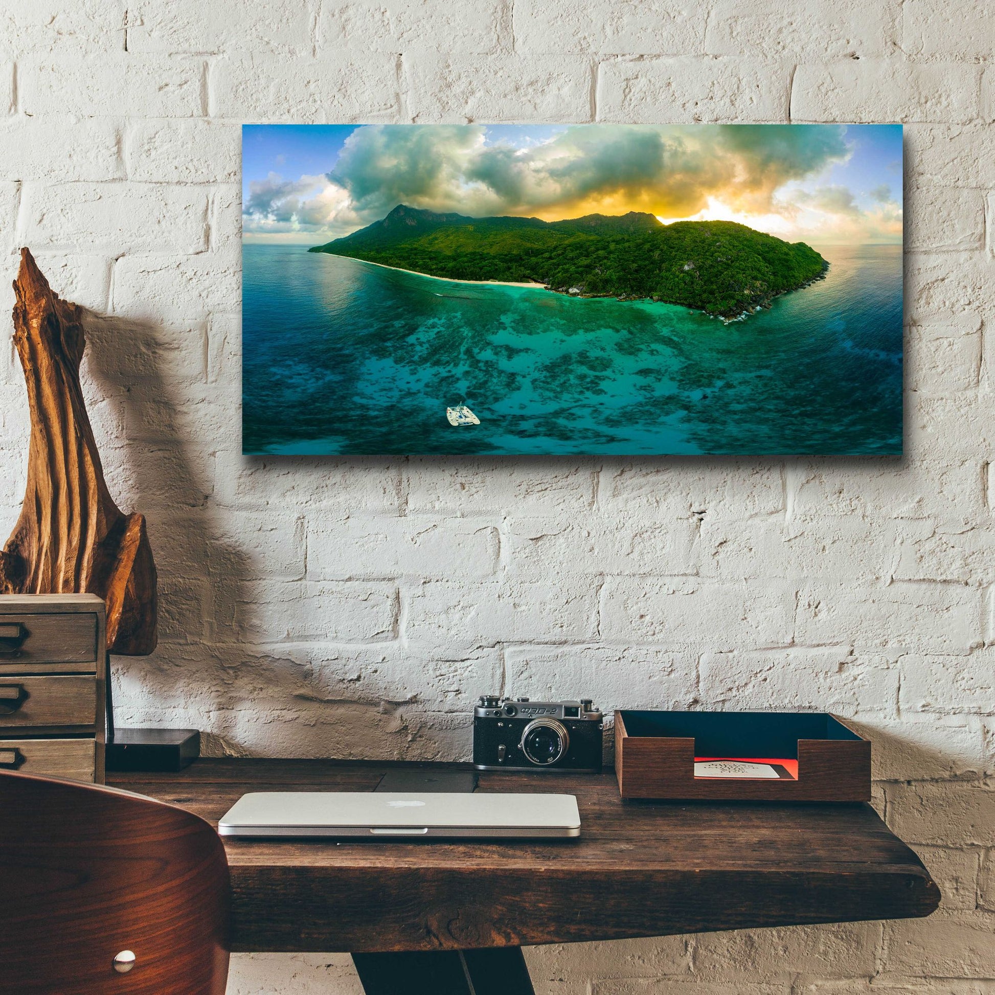 Epic Art 'Seychelles - Siloutte Island' by Epic Portfolio, Acrylic Glass Wall Art,24x12