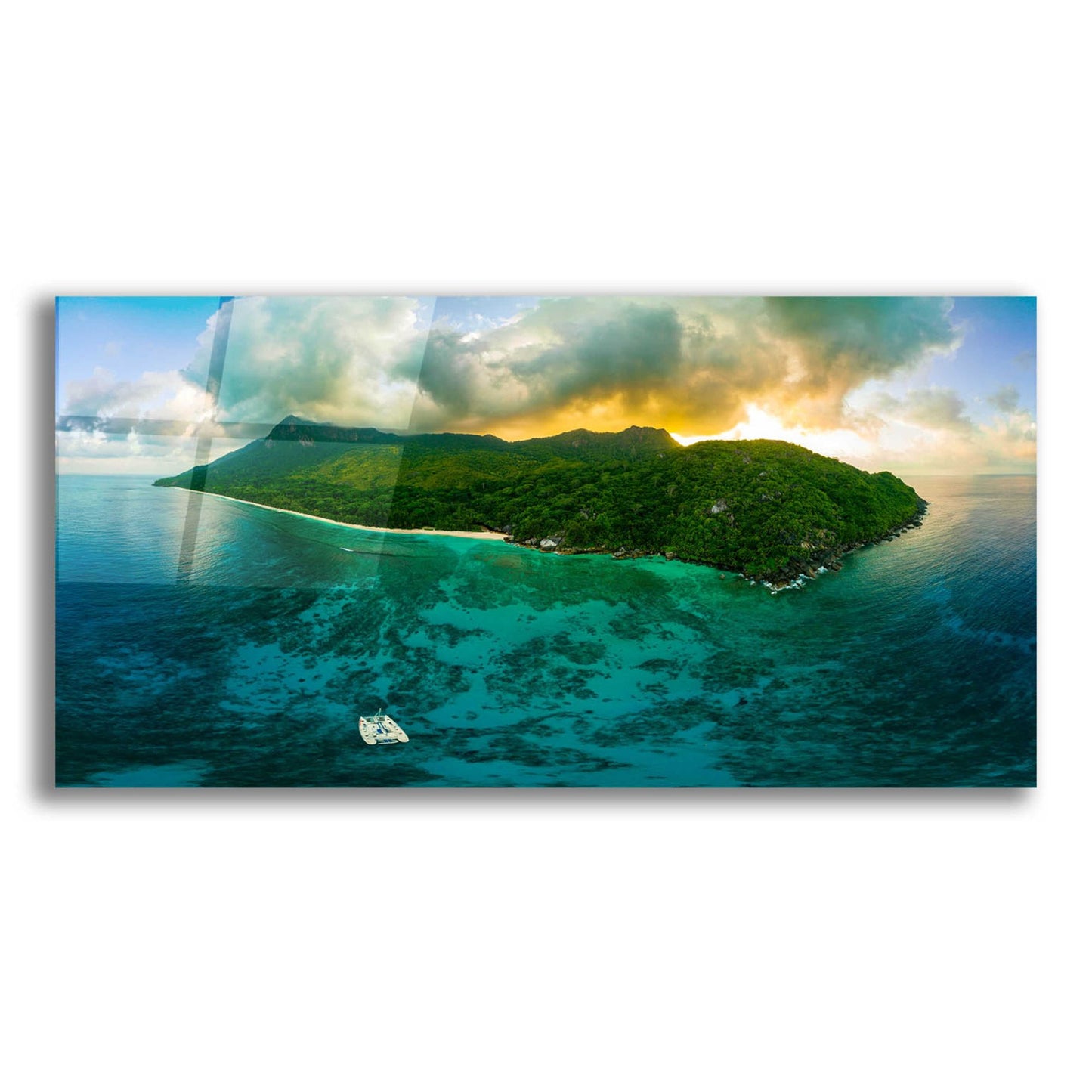 Epic Art 'Seychelles - Siloutte Island' by Epic Portfolio, Acrylic Glass Wall Art,24x12