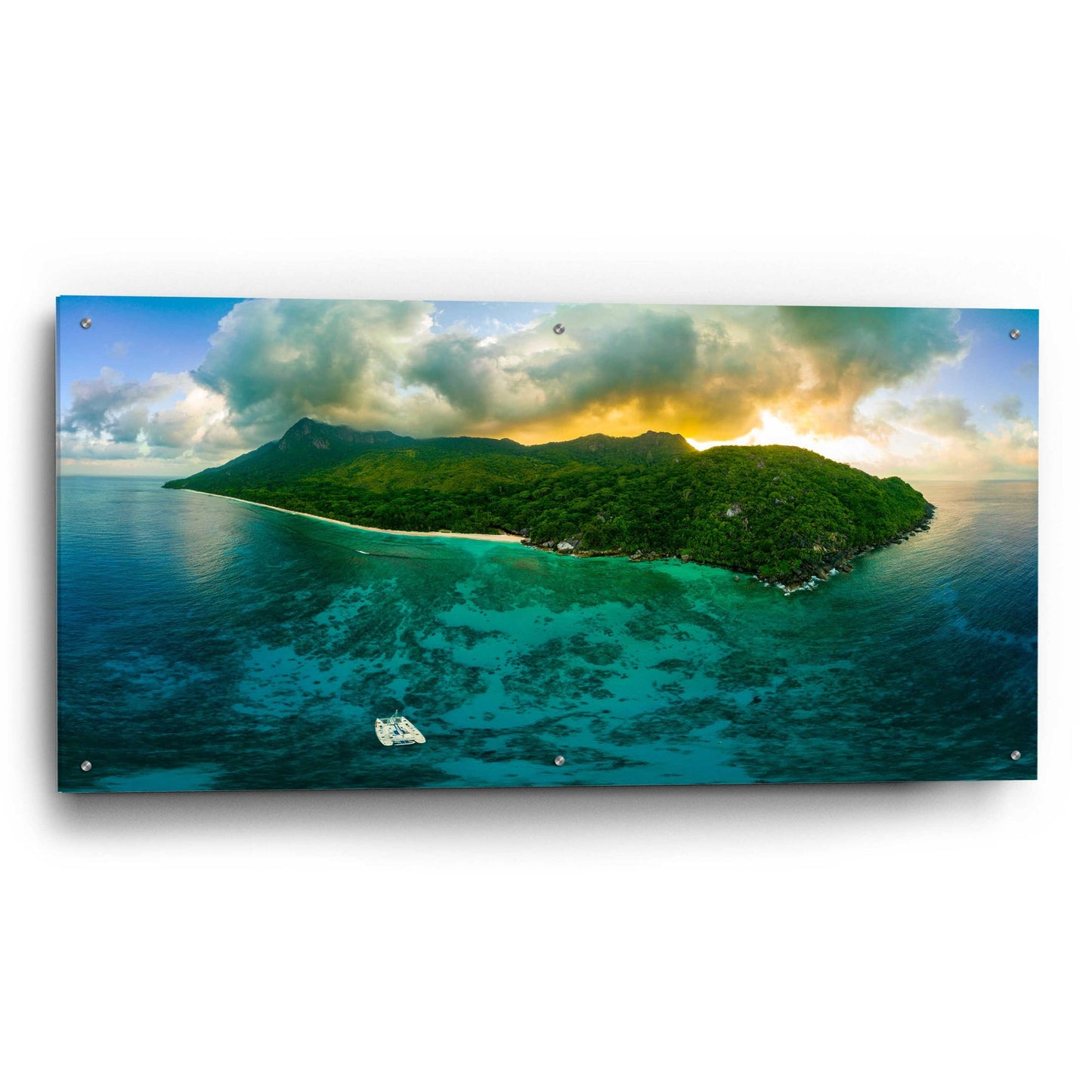 Epic Art 'Seychelles - Siloutte Island' by Epic Portfolio, Acrylic Glass Wall Art,48x24