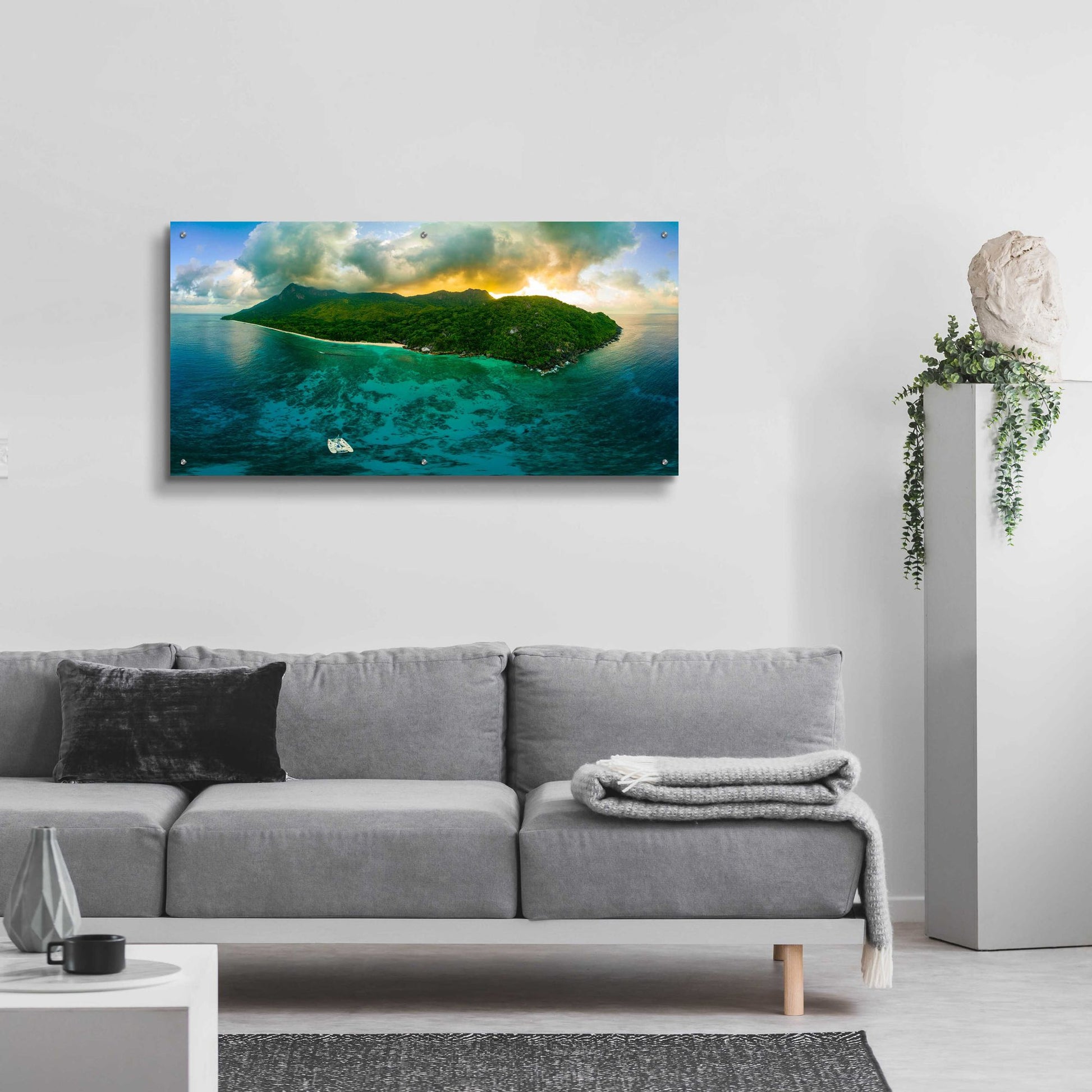 Epic Art 'Seychelles - Siloutte Island' by Epic Portfolio, Acrylic Glass Wall Art,48x24