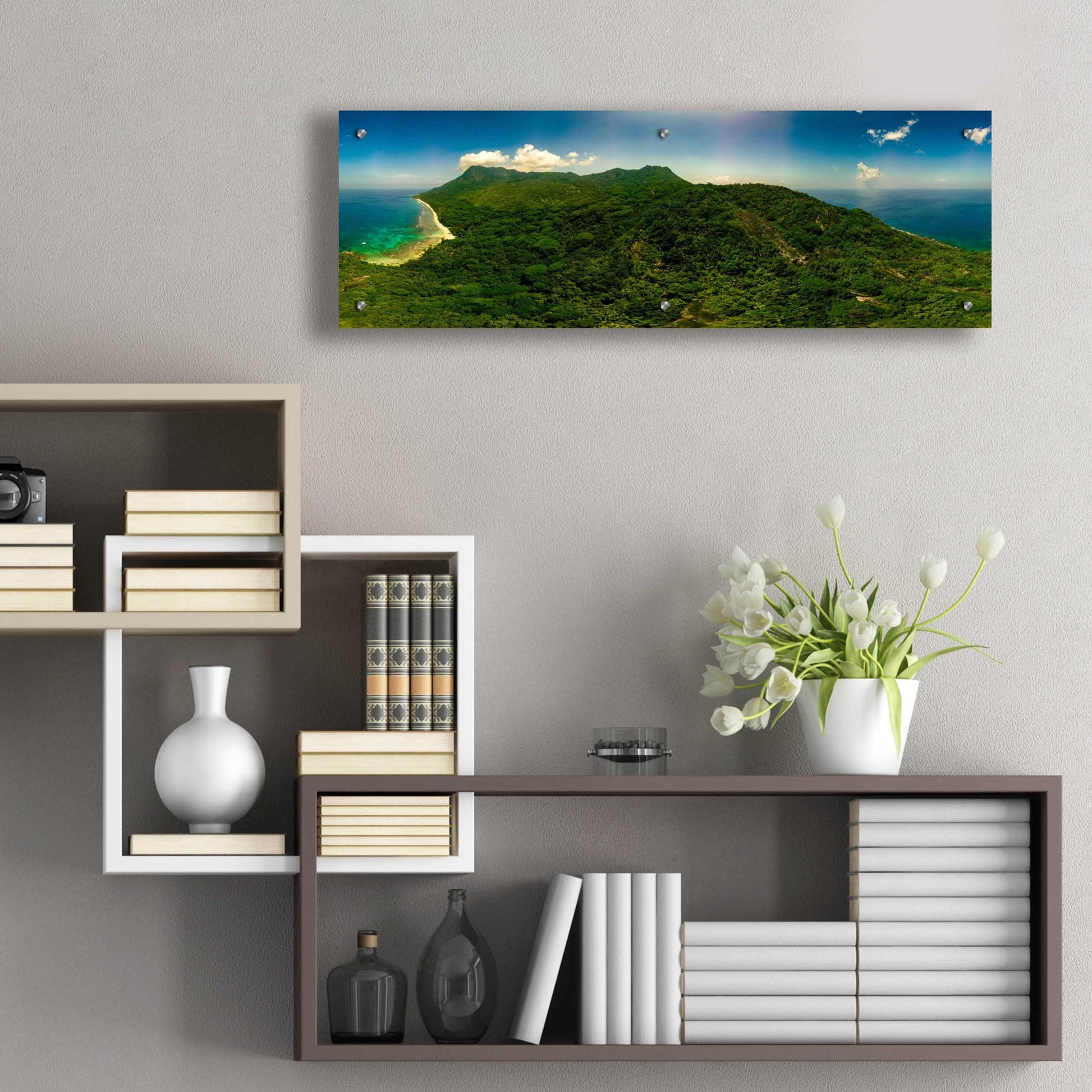 Epic Art 'Seychelles -Inside Siloutte Island ' by Epic Portfolio, Acrylic Glass Wall Art,36x12