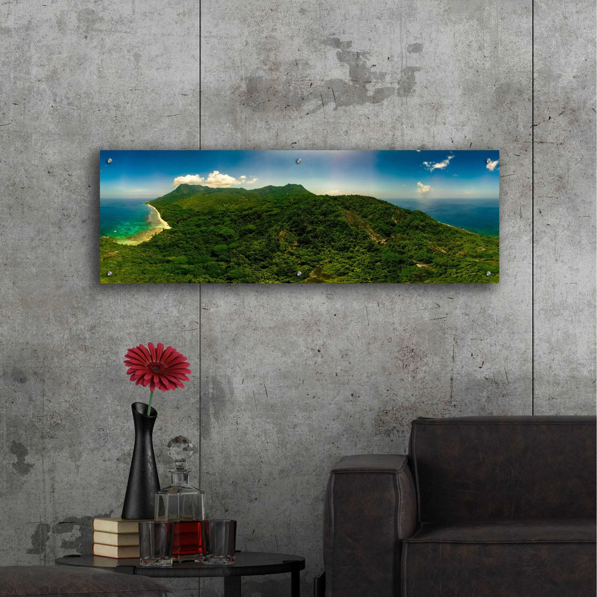 Epic Art 'Seychelles -Inside Siloutte Island ' by Epic Portfolio, Acrylic Glass Wall Art,48x16