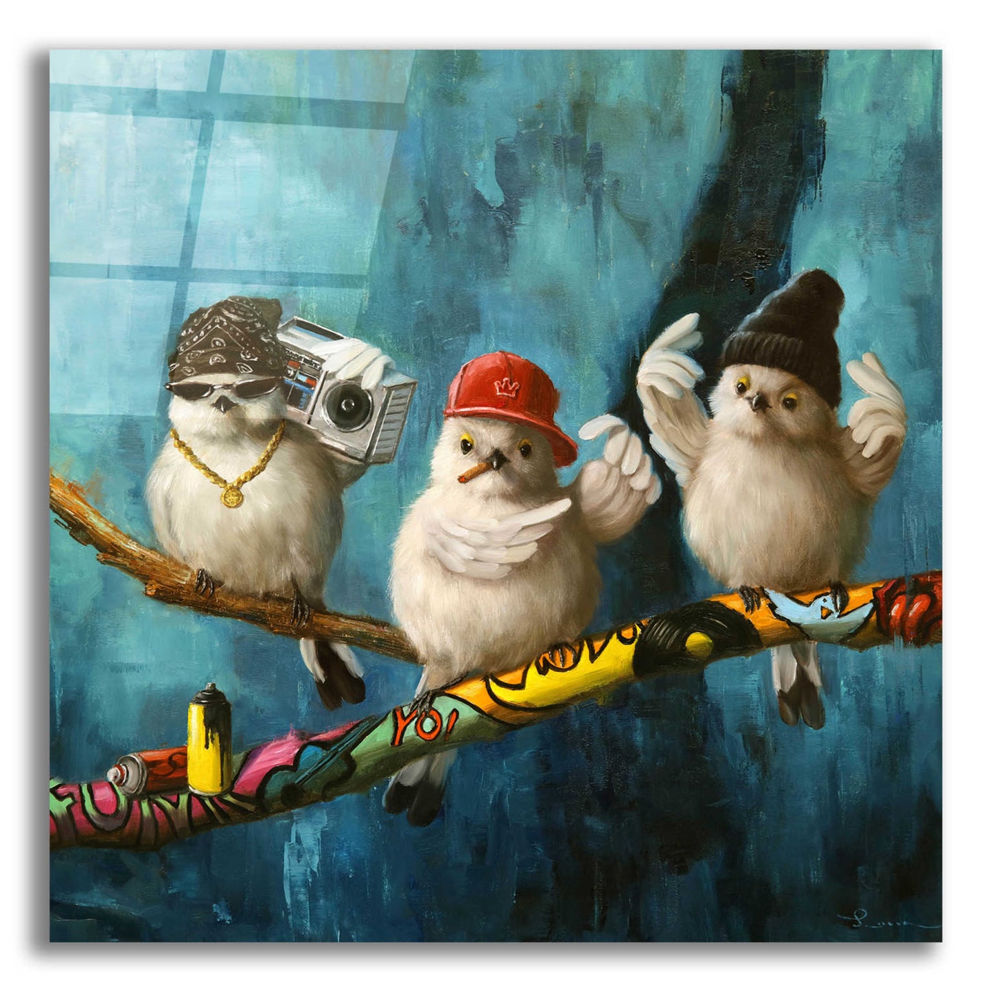 Epic Art 'Birdz in da Hood No. 2' by Lucia Heffernan,12x12