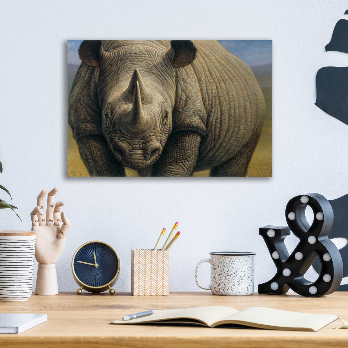 Epic Art 'Rhinos' by Dan Craig, Acrylic Glass Wall Art,16x12