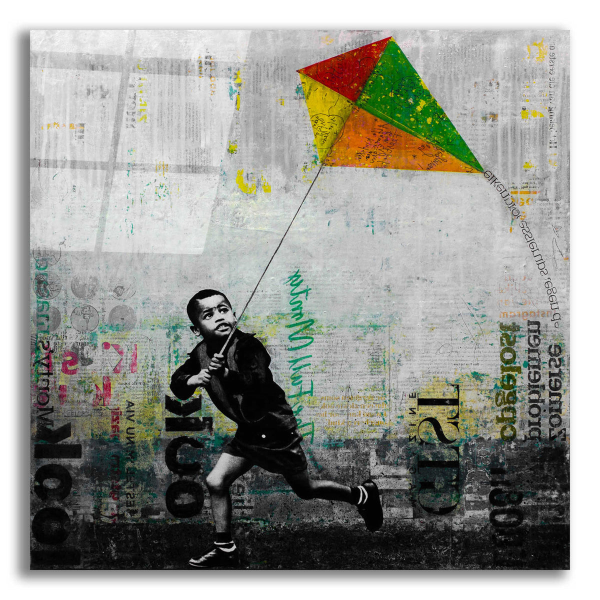 Epic Art 'KID WITH KITE' by DB Waterman