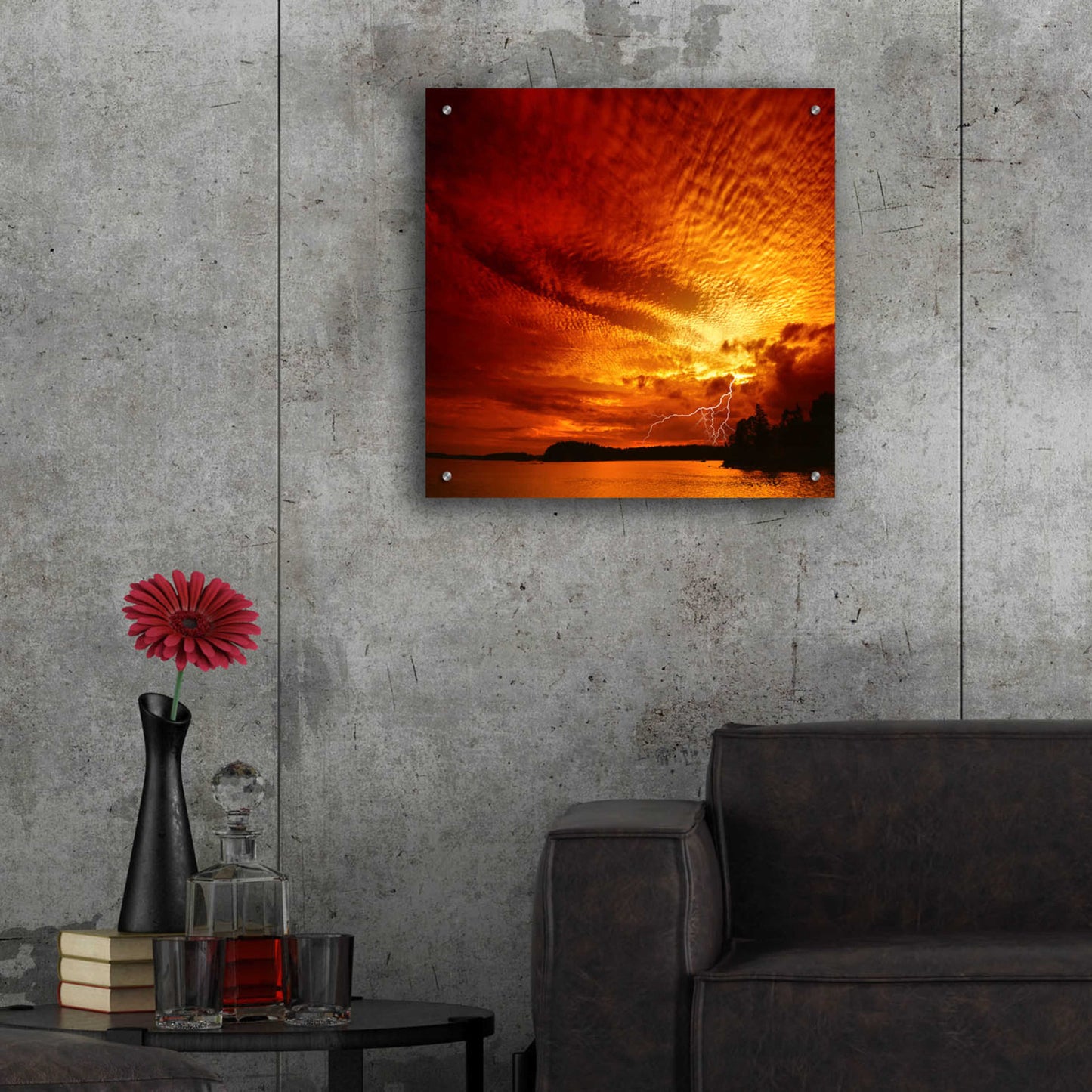 Epic Art 'Red Storm' by Philippe Sainte-Laudy, Acrylic Glass Wall Art,24x24