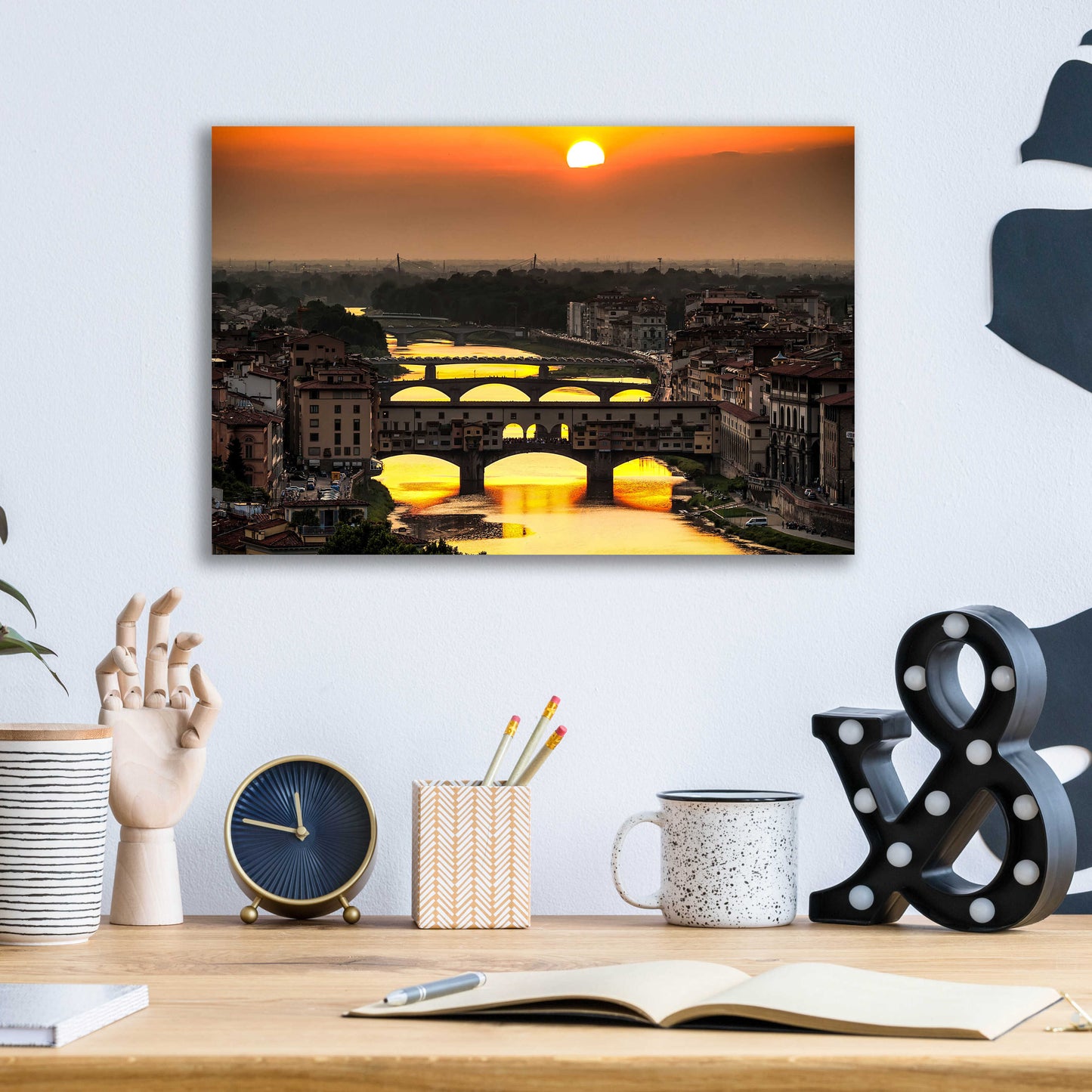 Epic Art 'Sunset in Florence' by Giuseppe Torre, Acrylic Glass Wall Art,16x12