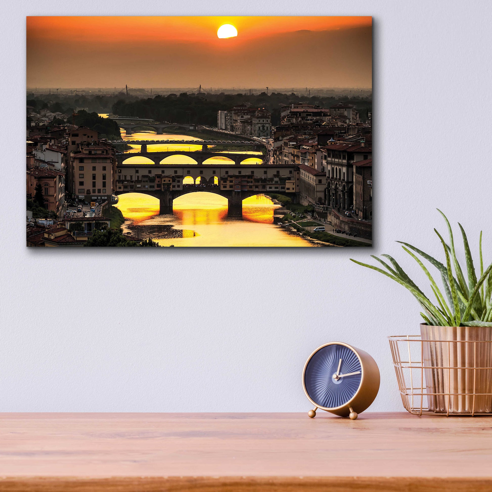 Epic Art 'Sunset in Florence' by Giuseppe Torre, Acrylic Glass Wall Art,16x12