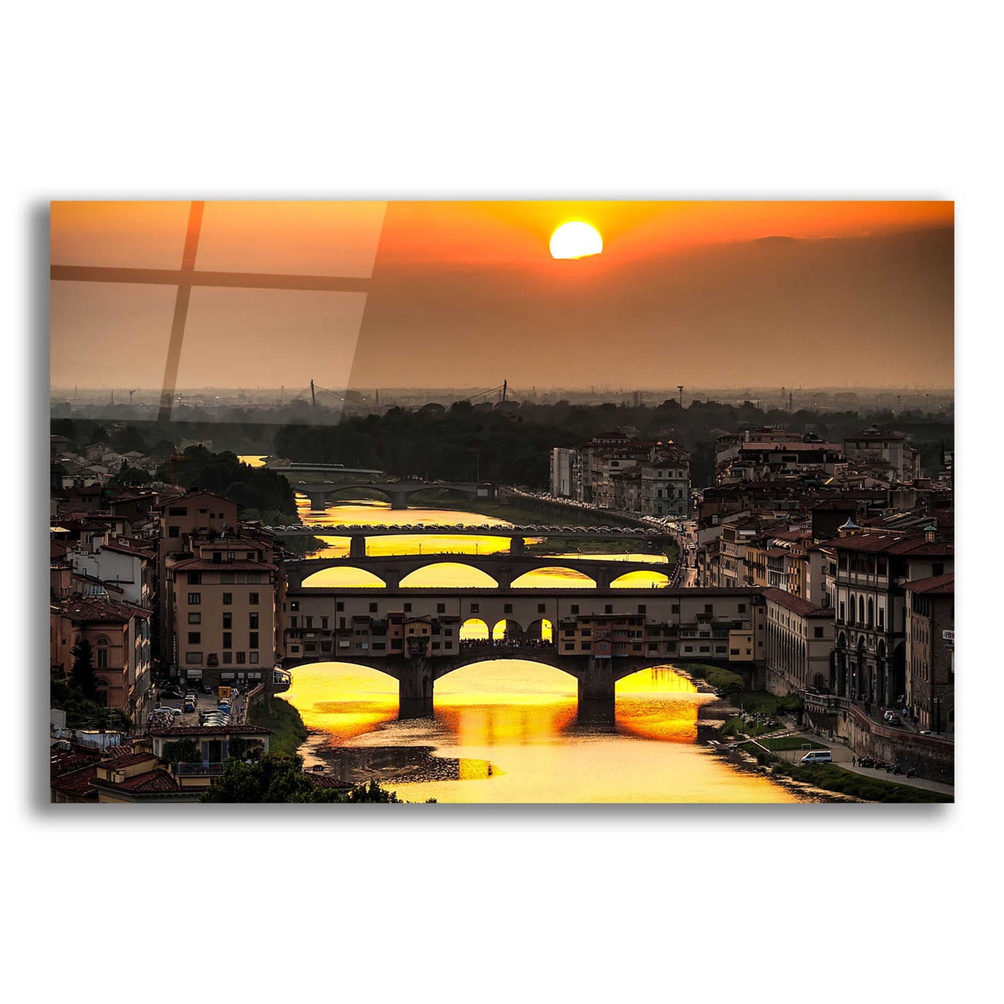 Epic Art 'Sunset in Florence' by Giuseppe Torre, Acrylic Glass Wall Art,16x12