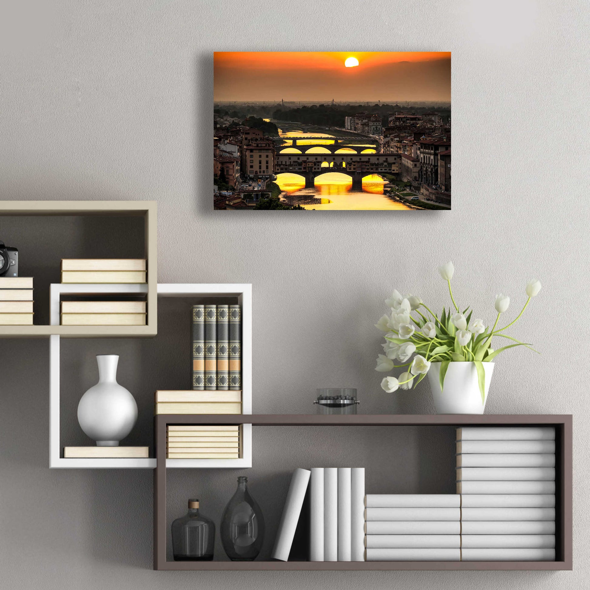 Epic Art 'Sunset in Florence' by Giuseppe Torre, Acrylic Glass Wall Art,24x16