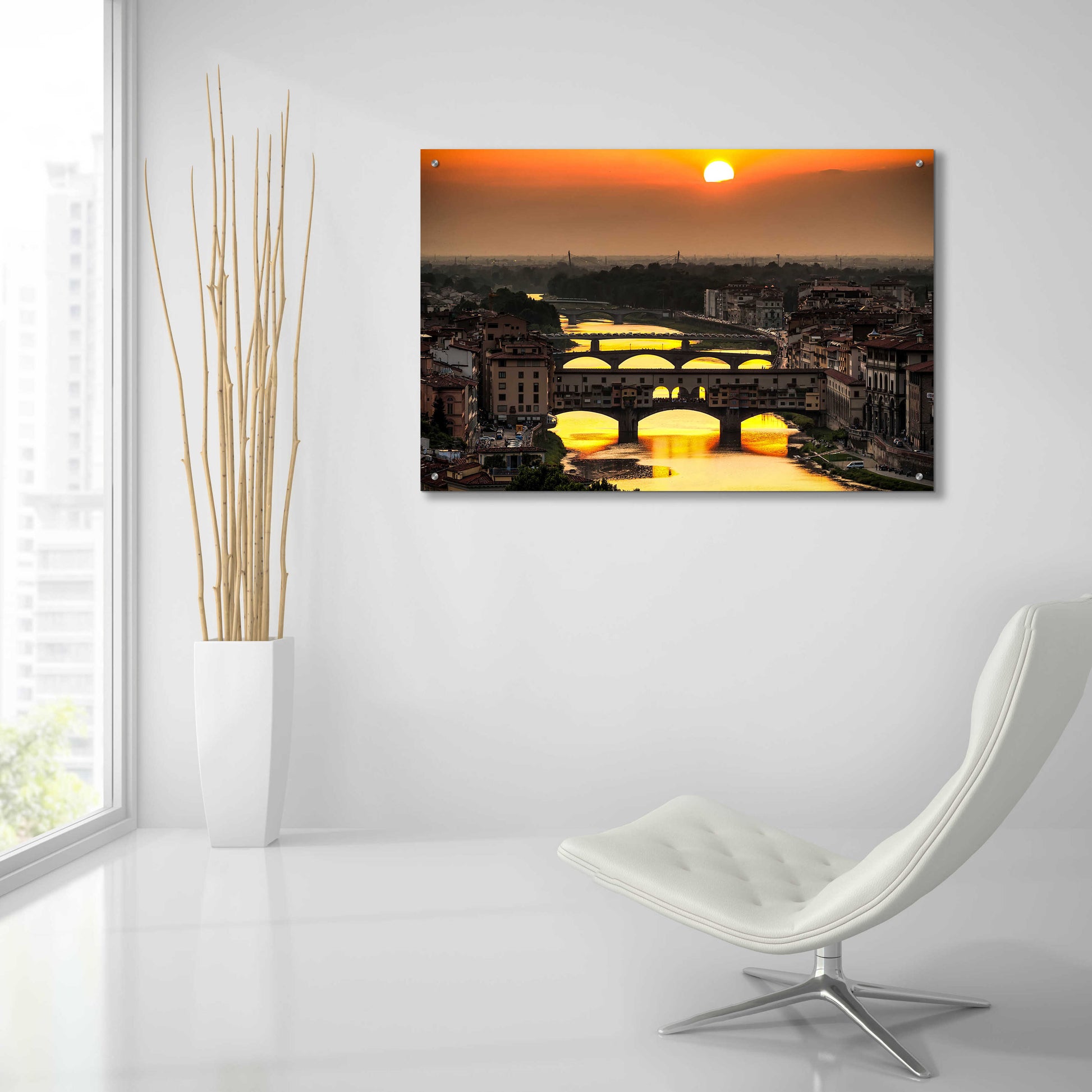 Epic Art 'Sunset in Florence' by Giuseppe Torre, Acrylic Glass Wall Art,36x24