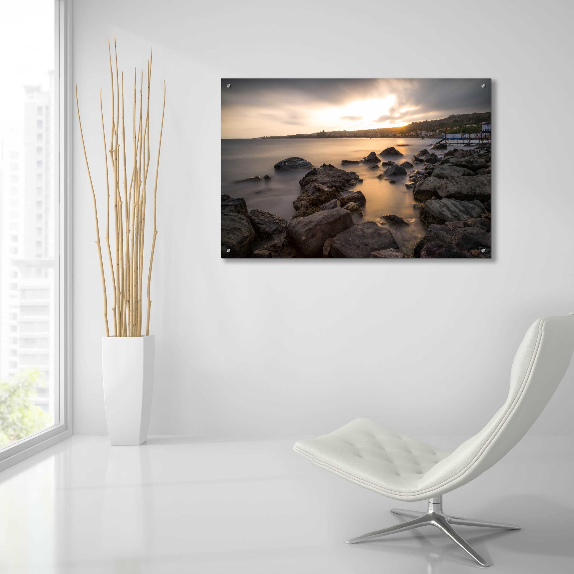 Epic Art 'Golden Sunset' by Giuseppe Torre, Acrylic Glass Wall Art,36x24