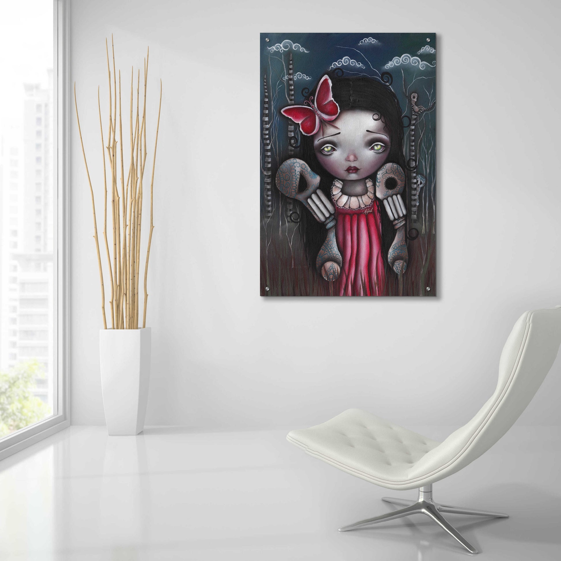 Epic Art 'Bones And Butterflies' by Abril Andrade, Acrylic Glass Wall Art,24x36