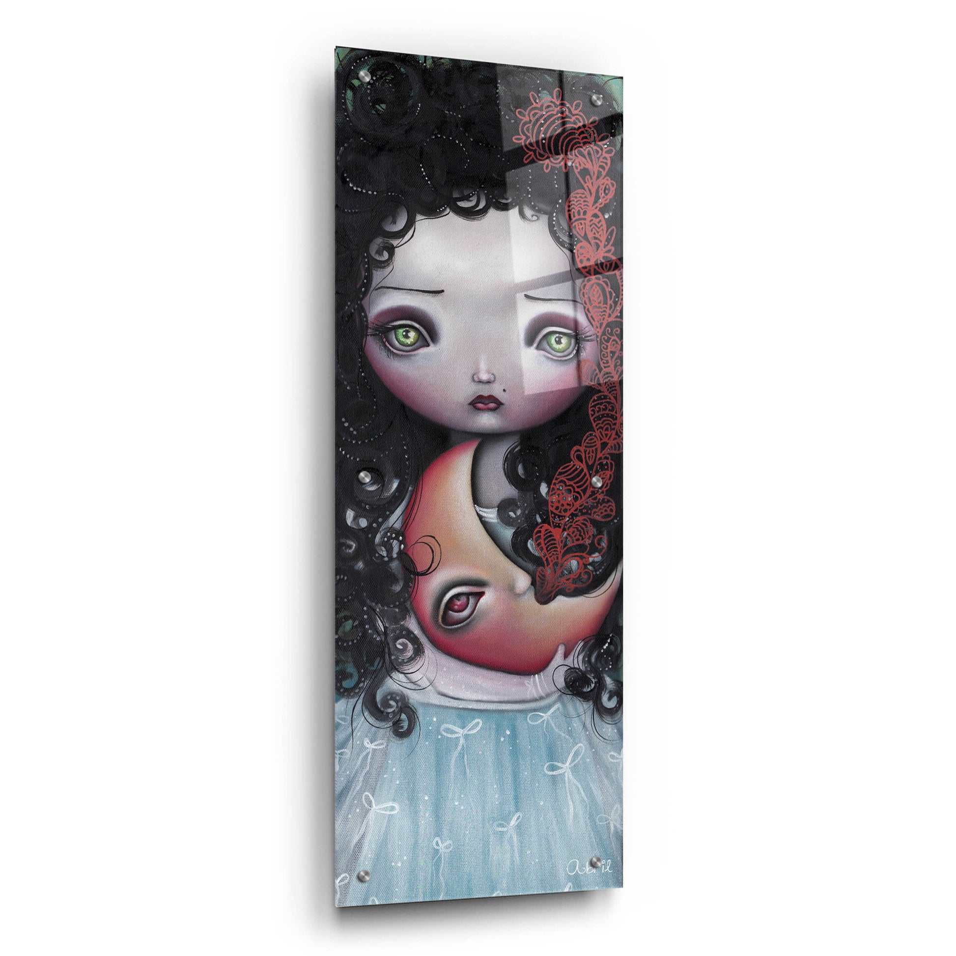 Epic Art 'Moon Keeper' by Abril Andrade, Acrylic Glass Wall Art,12x36