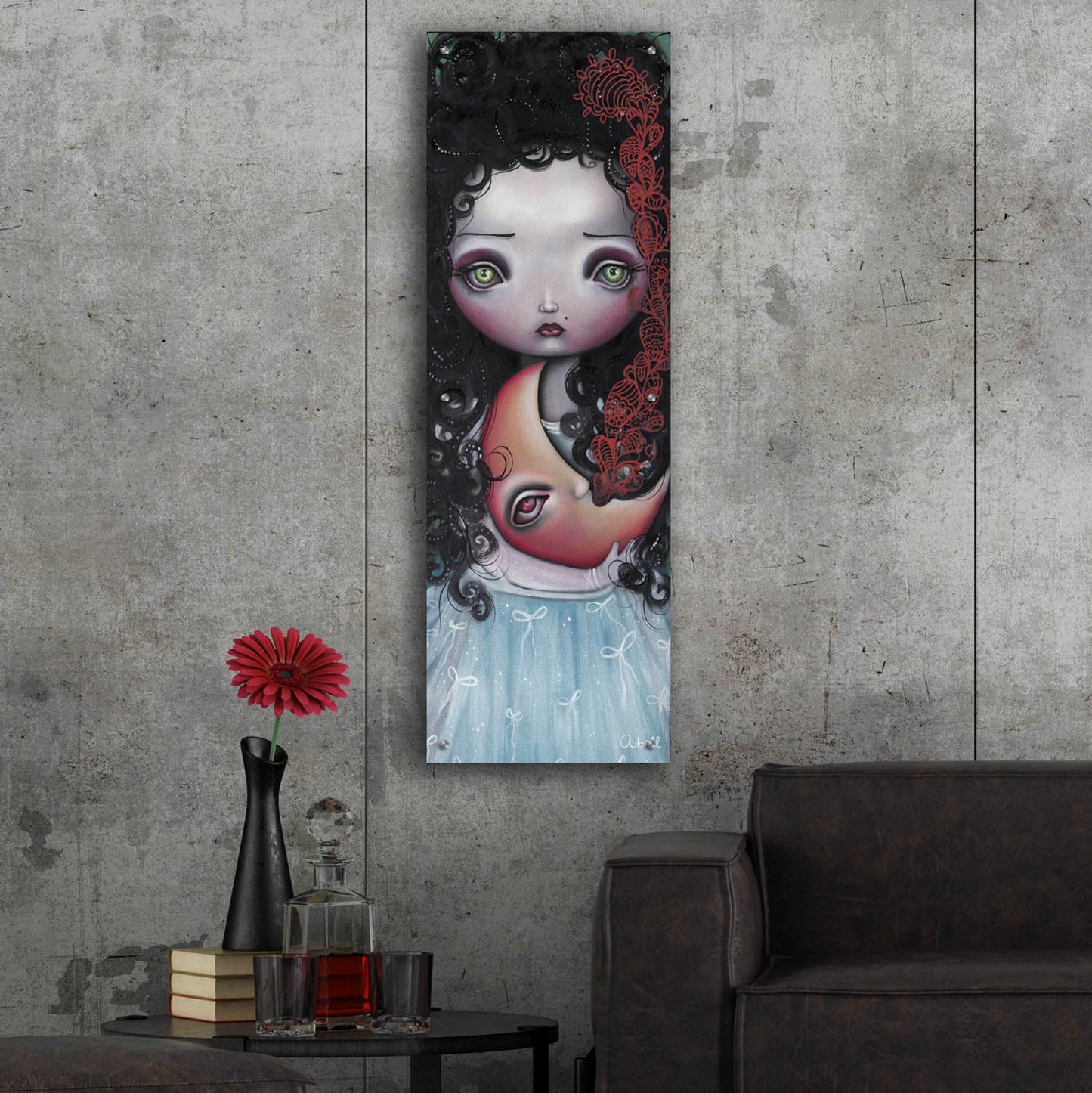 Epic Art 'Moon Keeper' by Abril Andrade, Acrylic Glass Wall Art,16x48