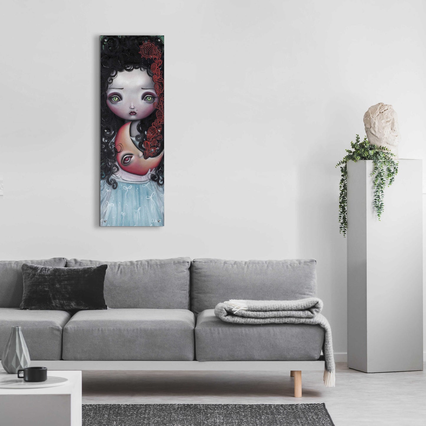 Epic Art 'Moon Keeper' by Abril Andrade, Acrylic Glass Wall Art,16x48