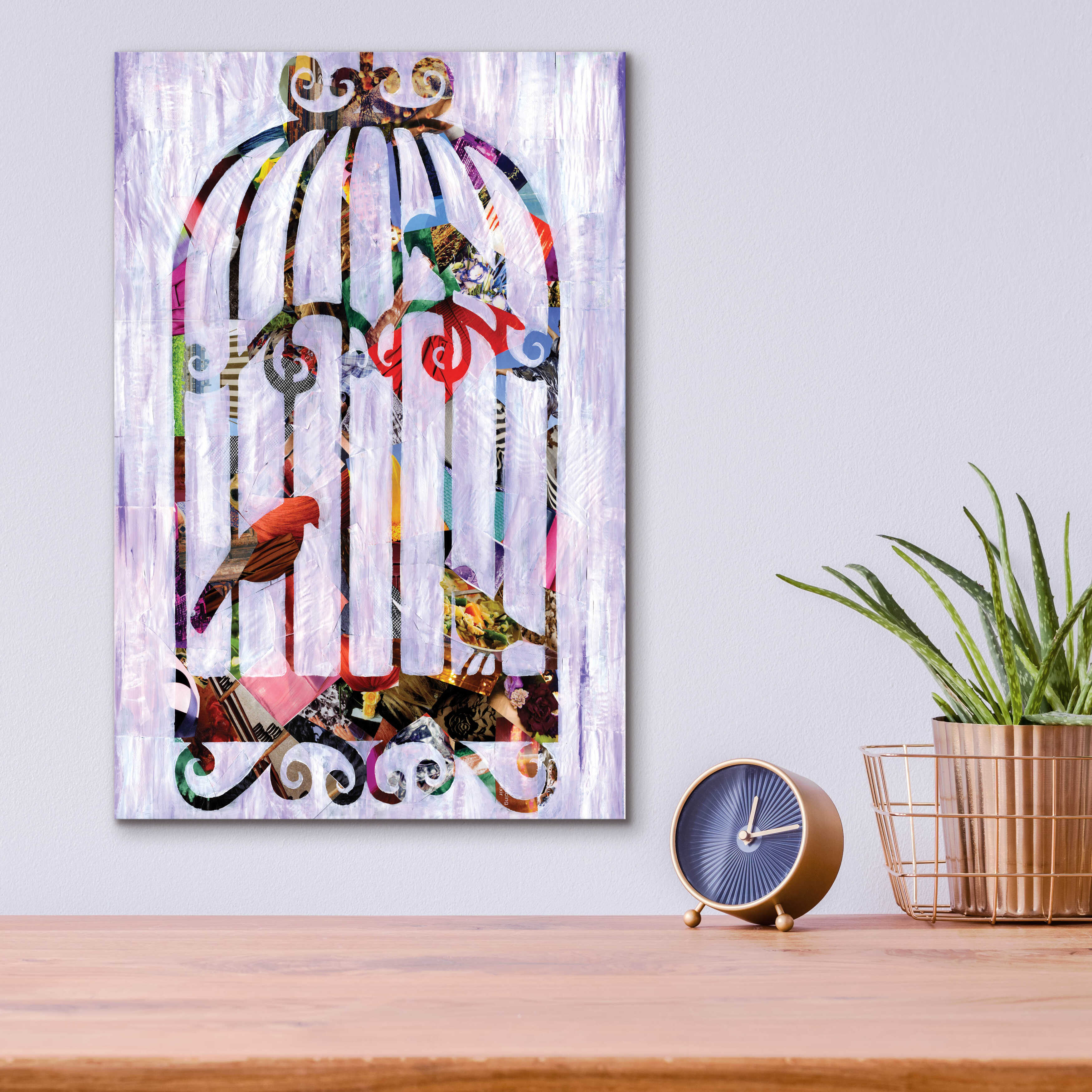 Bird cage on outlet wall