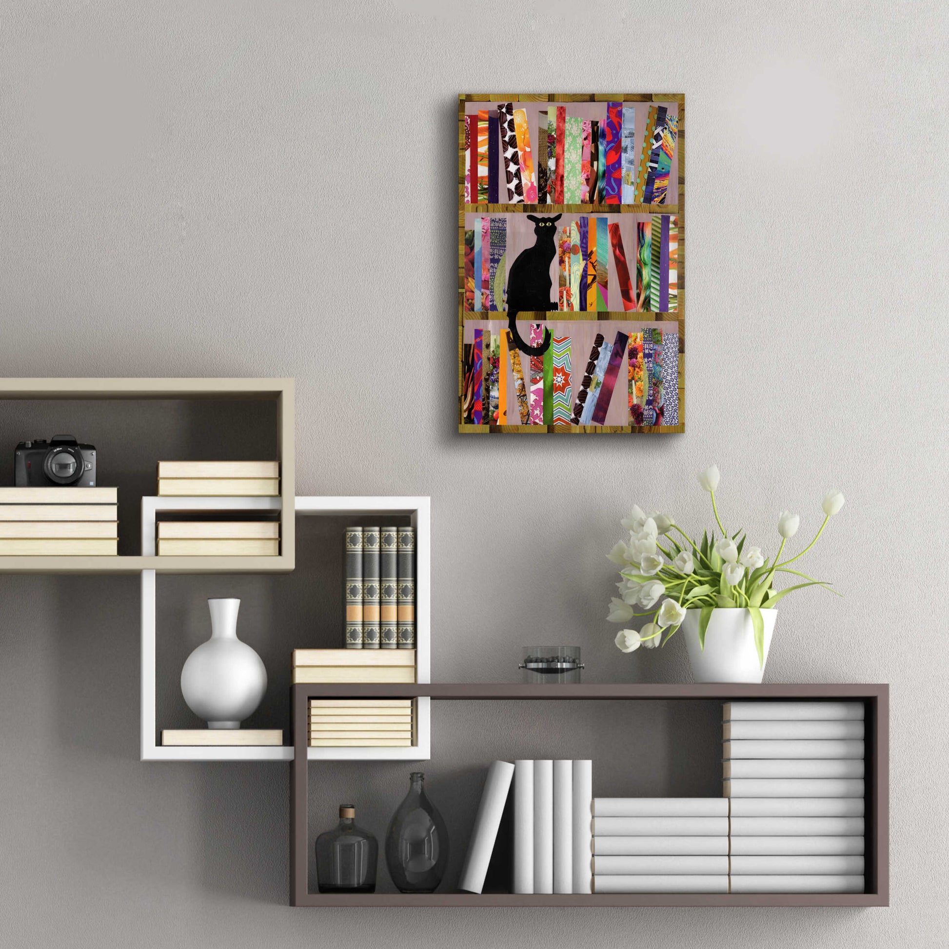 Epic Art 'Bookcat' by Artpoptart, Acrylic Glass Wall Art,16x24