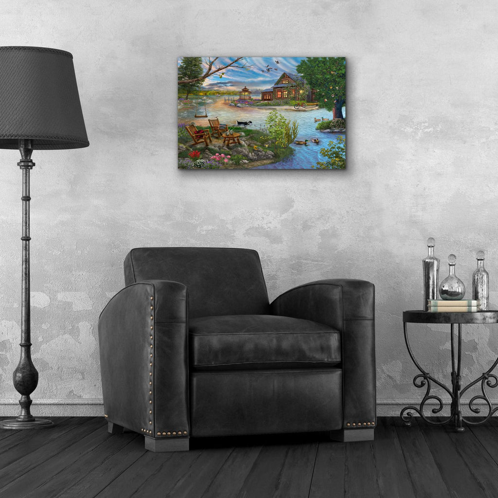 Coffee on the Lakeshore by Bigelow Illustrations - 24x16 acrylic wall art in a room