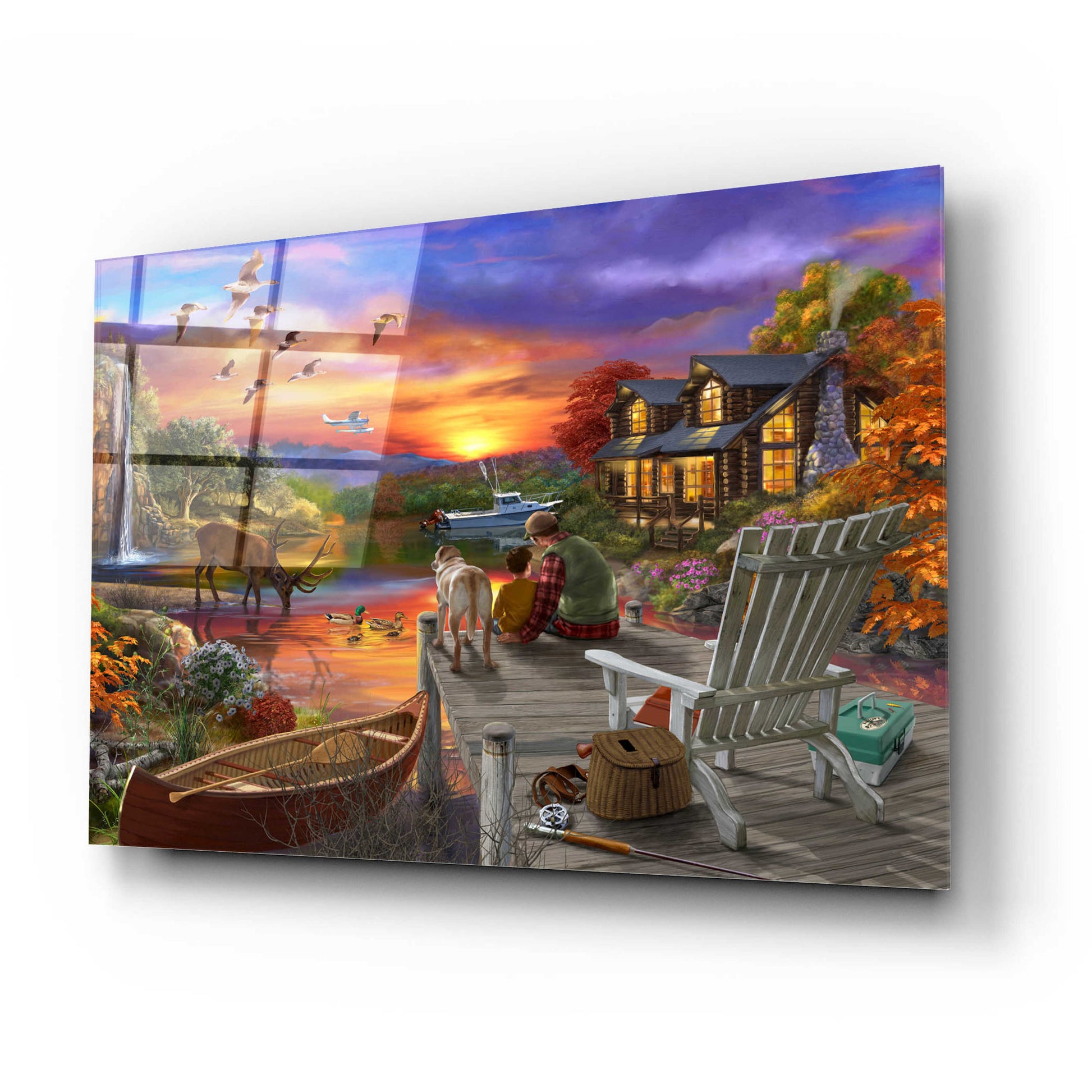 Epic Art 'Sunset Cabin 11-25' by Bigelow Illustrations, Acrylic Glass Wall Art,24x16