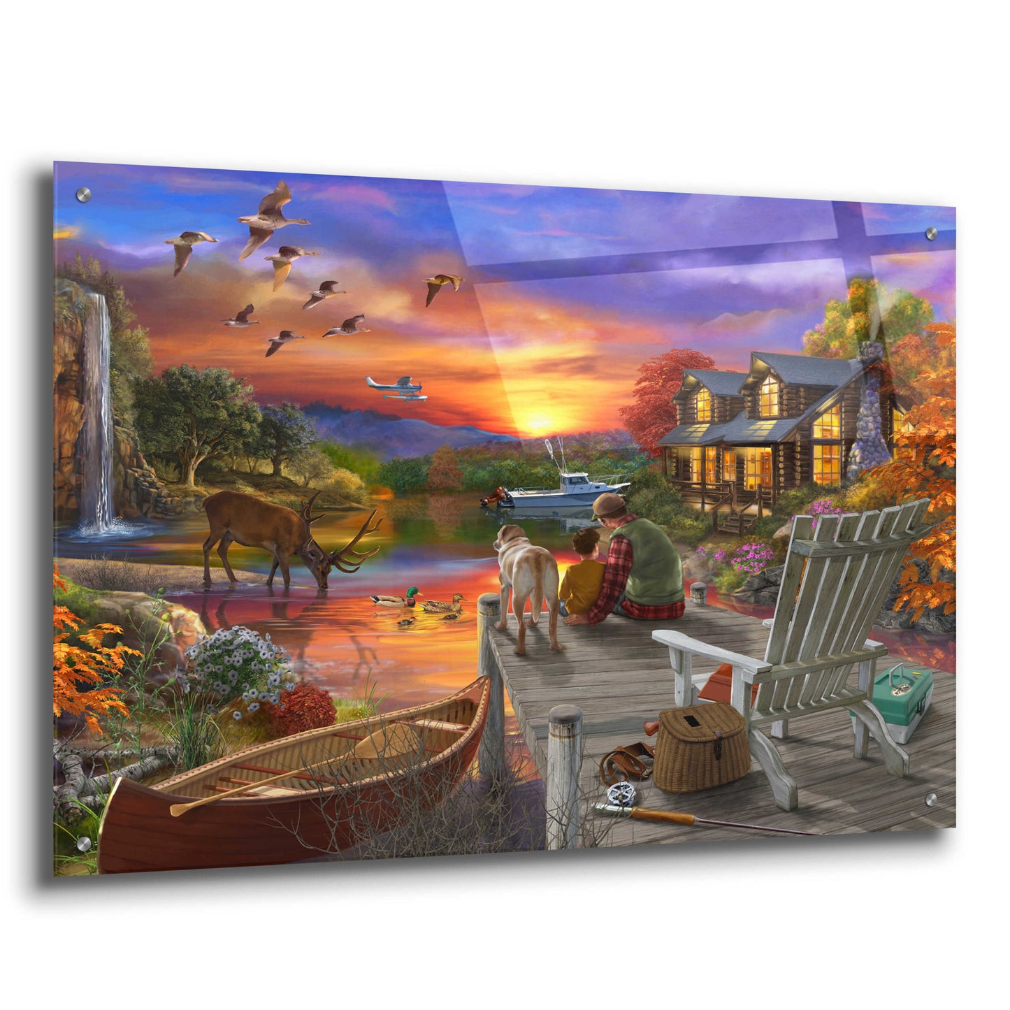 Epic Art 'Sunset Cabin 11-25' by Bigelow Illustrations, Acrylic Glass Wall Art,36x24